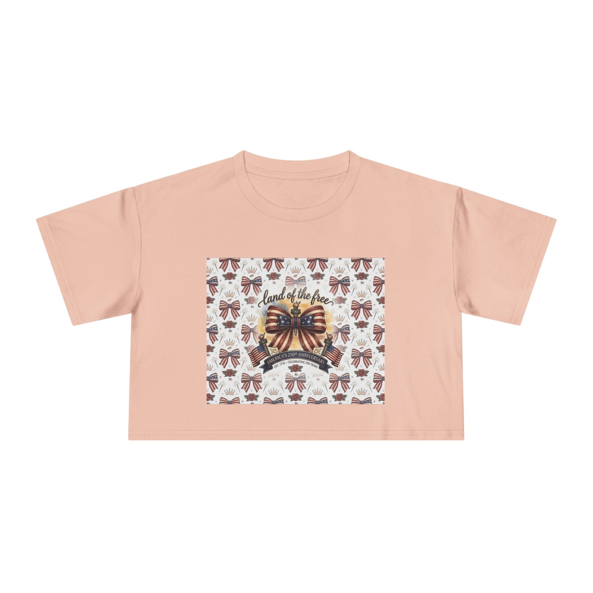 USA 250th ANNIVERSARY Women’s Crop Tee — Patriotic "Land of the Free" Women’s Crop Tee - Trending Novelties & Gifts