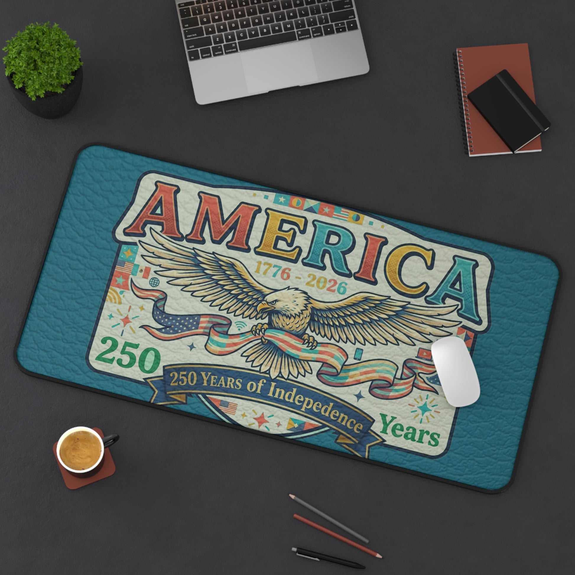 USA 250th ANNIVERSARY Desk Mat | America 250 Years Anniversary Vintage Patriotic Eagle - Trending Novelties & Gifts