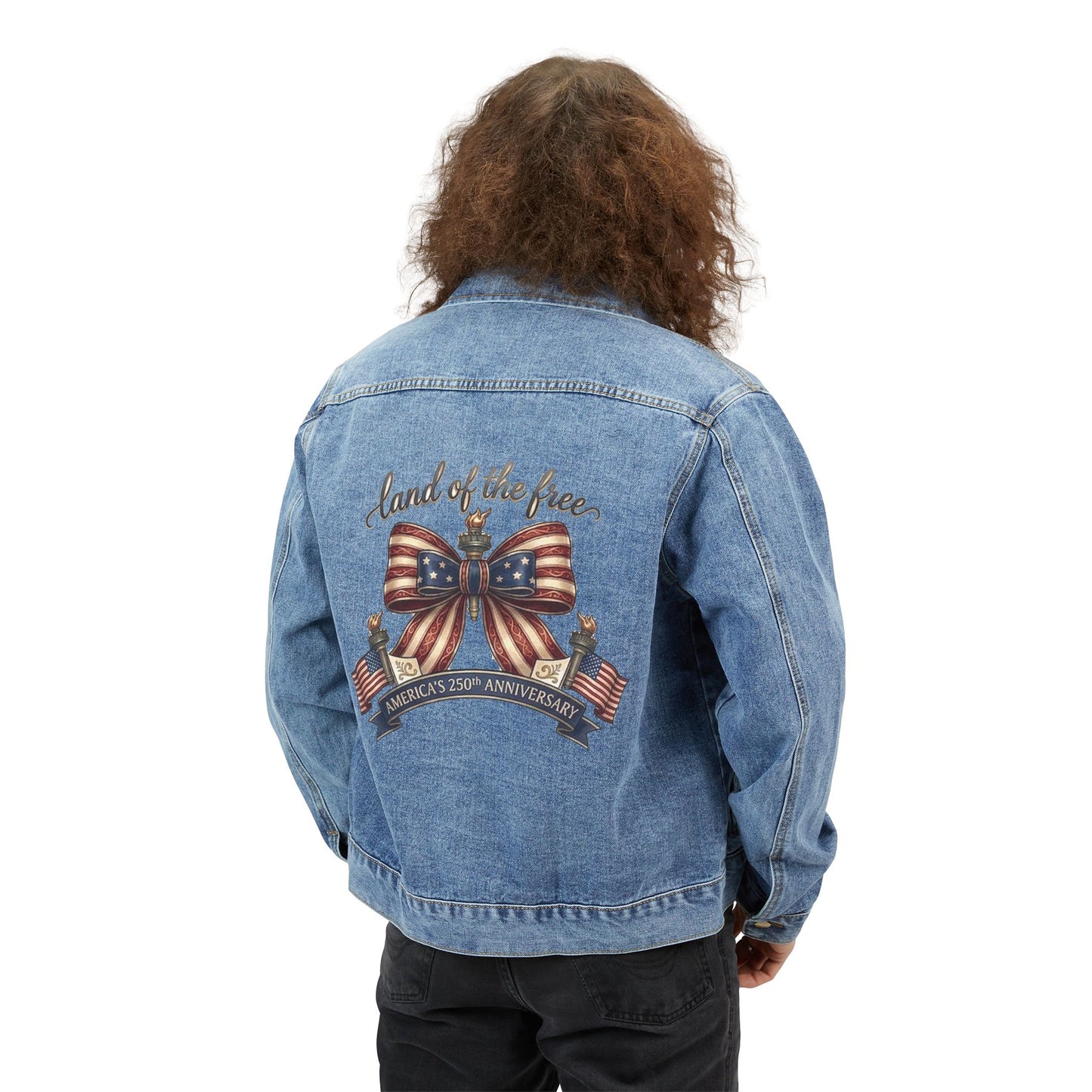 USA 250th ANNIVERSARY Women's Denim Jacket — America's "Land of the Free" Patriotic Graphic Denim Jacket - Trending Novelties & Gifts