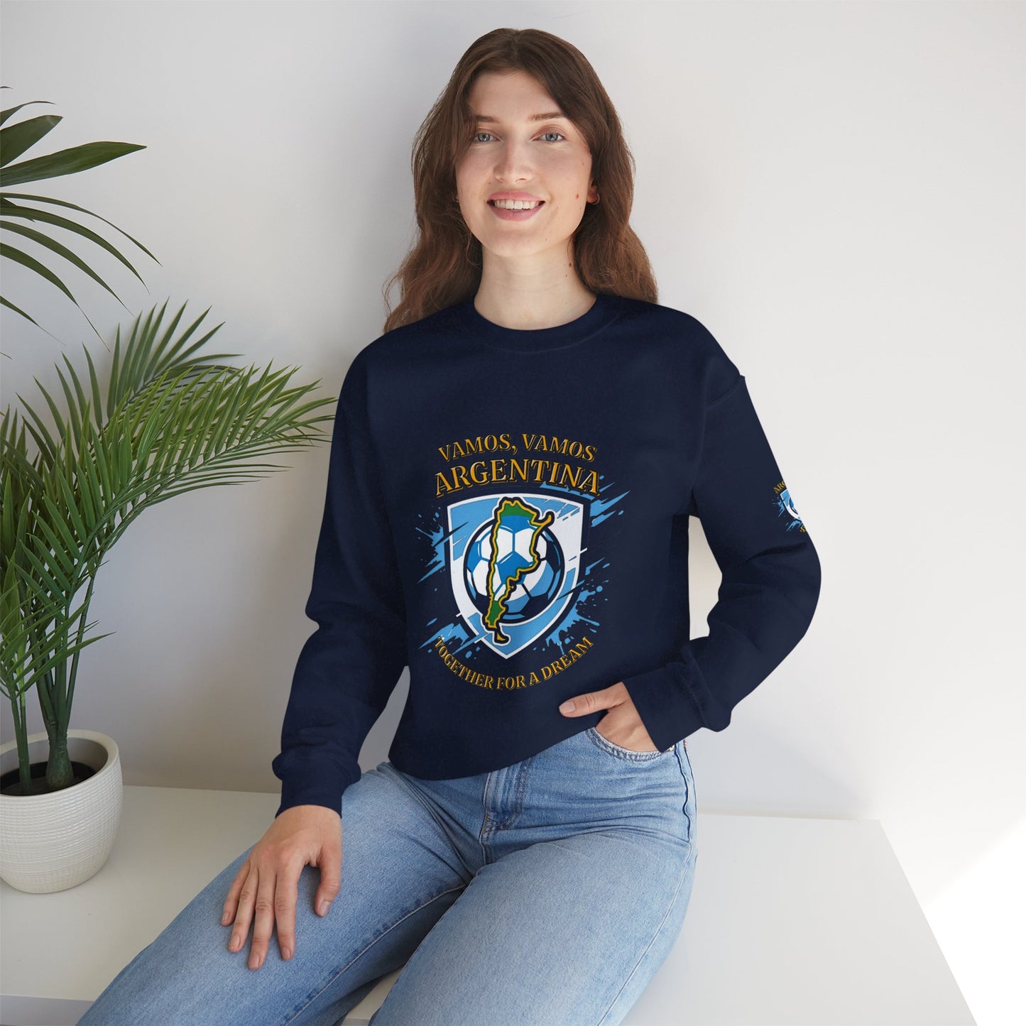 Argentina Soccer Crewneck Sweatshirt – "Vamos, Vamos Argentina" Football Fan Pullover - Trending Novelties & Gifts