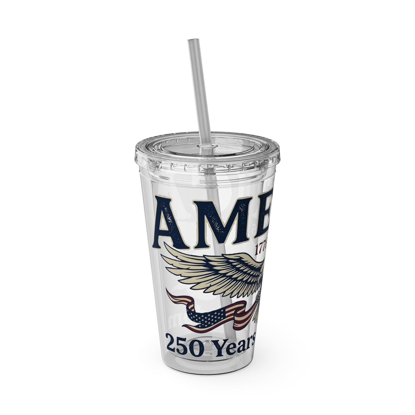 Patriotic 250th Anniversary Eagle Tumbler with Straw — 16oz - Trending Novelties & Gifts