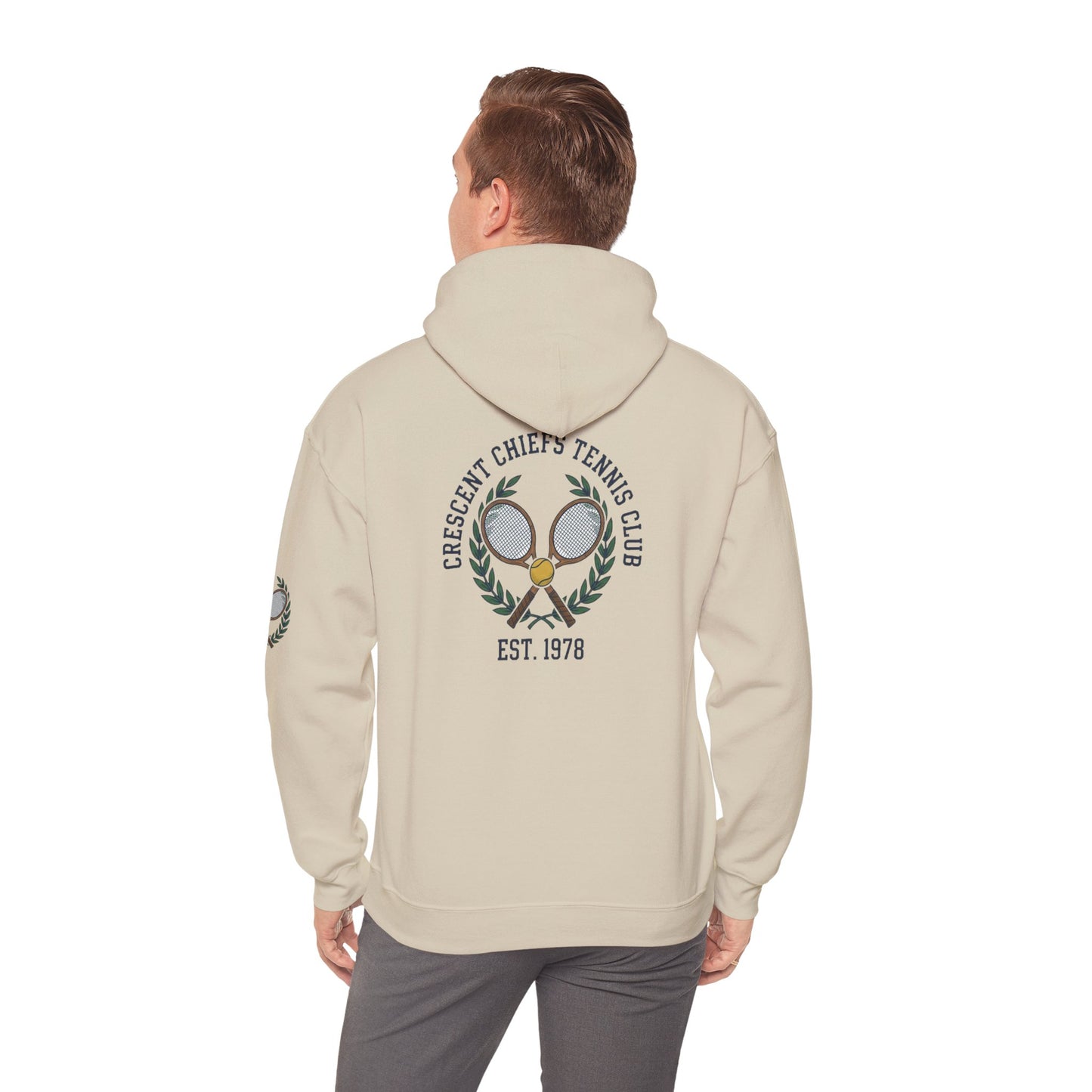 Tennis Club Hoodie — "Crescent Chief's Tennis Club" Retro Athletic Pullover