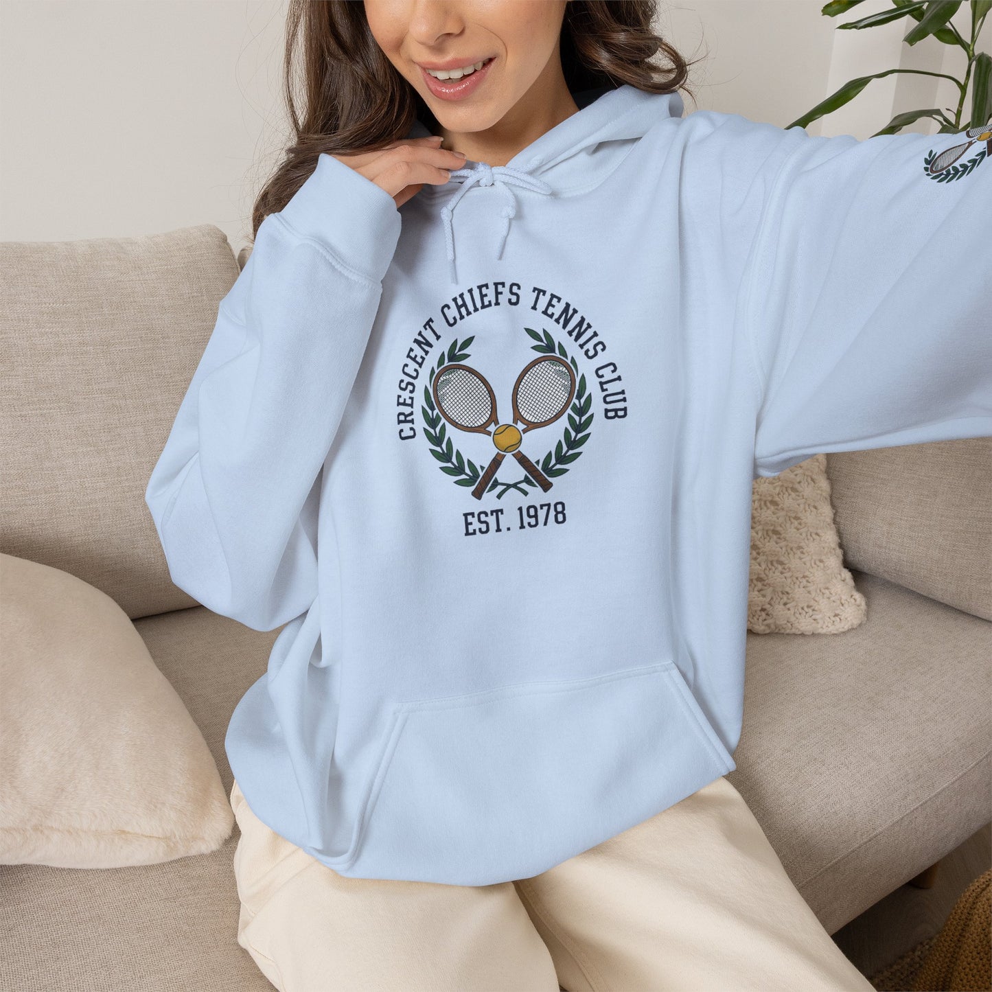 Tennis Club Hoodie — "Crescent Chief's Tennis Club" Retro Athletic Pullover