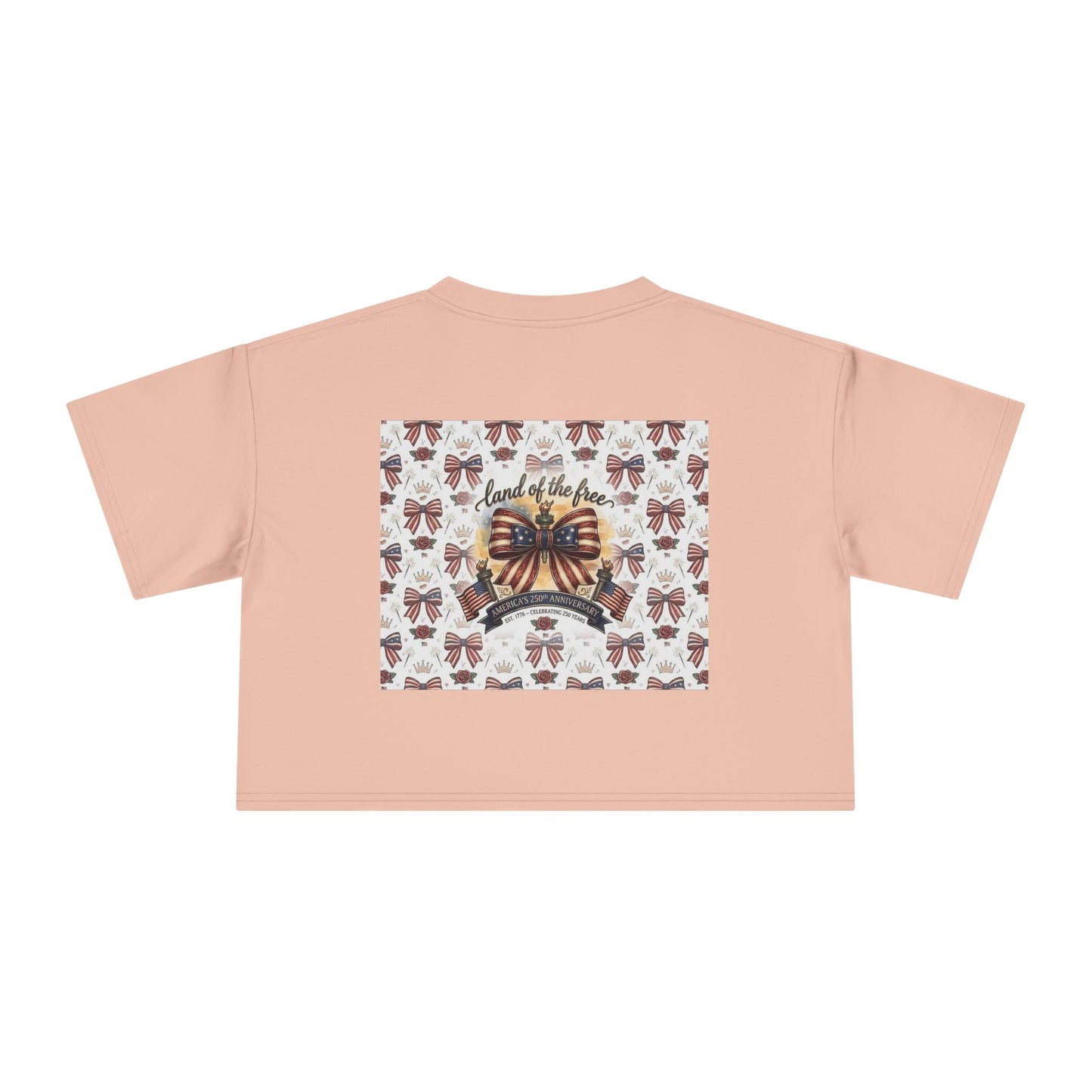 USA 250th ANNIVERSARY Women’s Crop Tee — Patriotic "Land of the Free" Women’s Crop Tee - Trending Novelties & Gifts