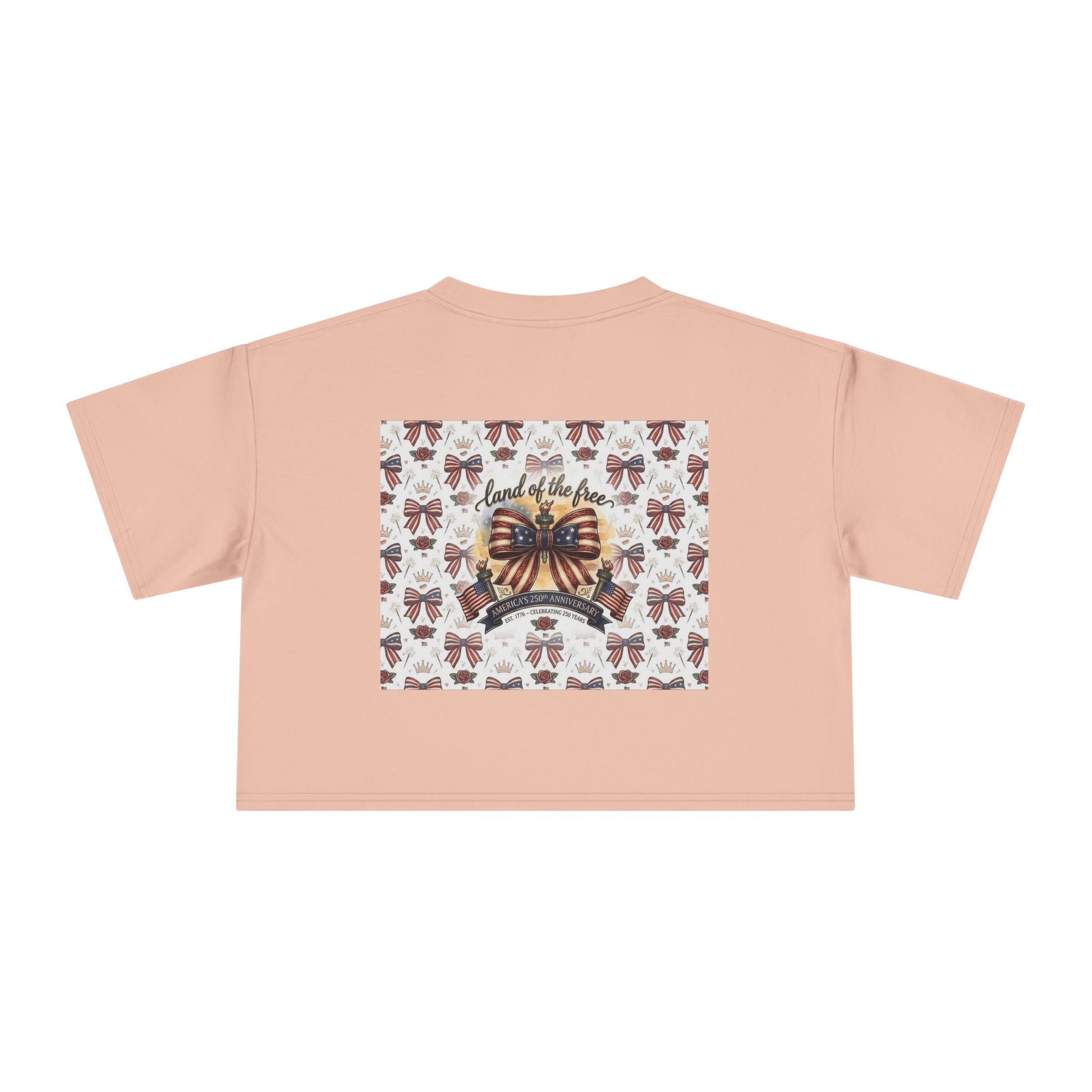 USA 250th ANNIVERSARY Women’s Crop Tee — Patriotic "Land of the Free" Women’s Crop Tee - Trending Novelties & Gifts