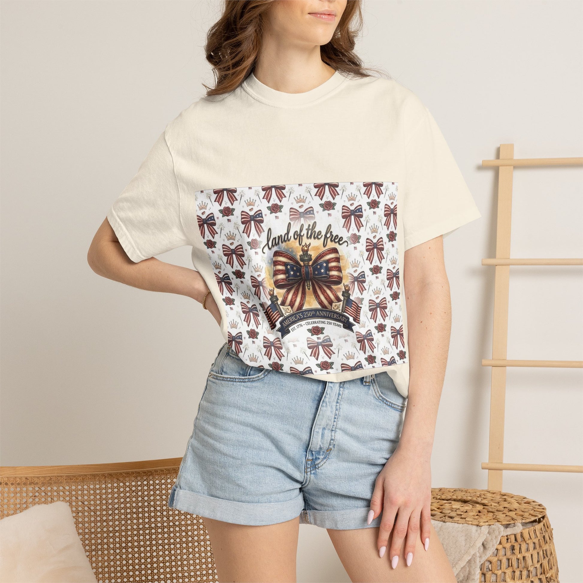USA 250th Patriotic T-Shirt — American Flag Bow Graphic Tee - Trending Novelties & Gifts