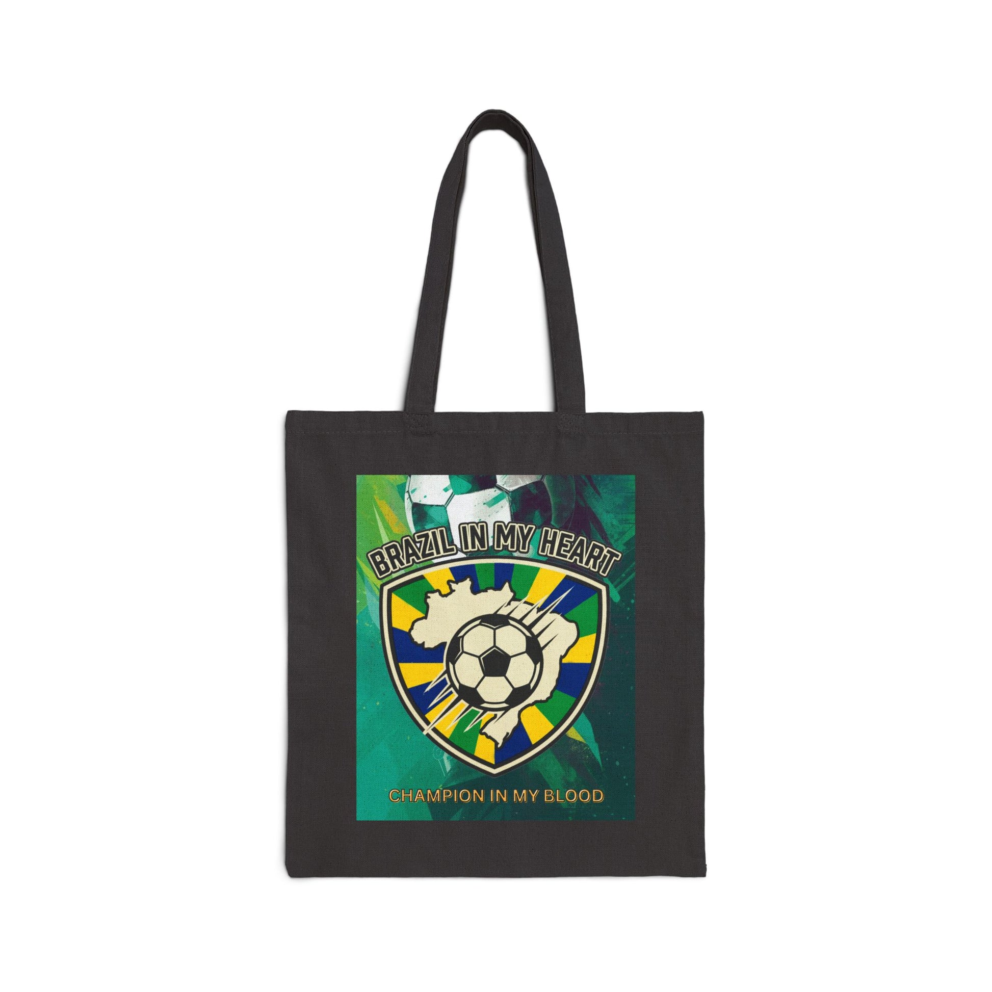 Champion in My Blood Tote, retro soccer crest, country pride, national colors - Trending Novelties & Gifts