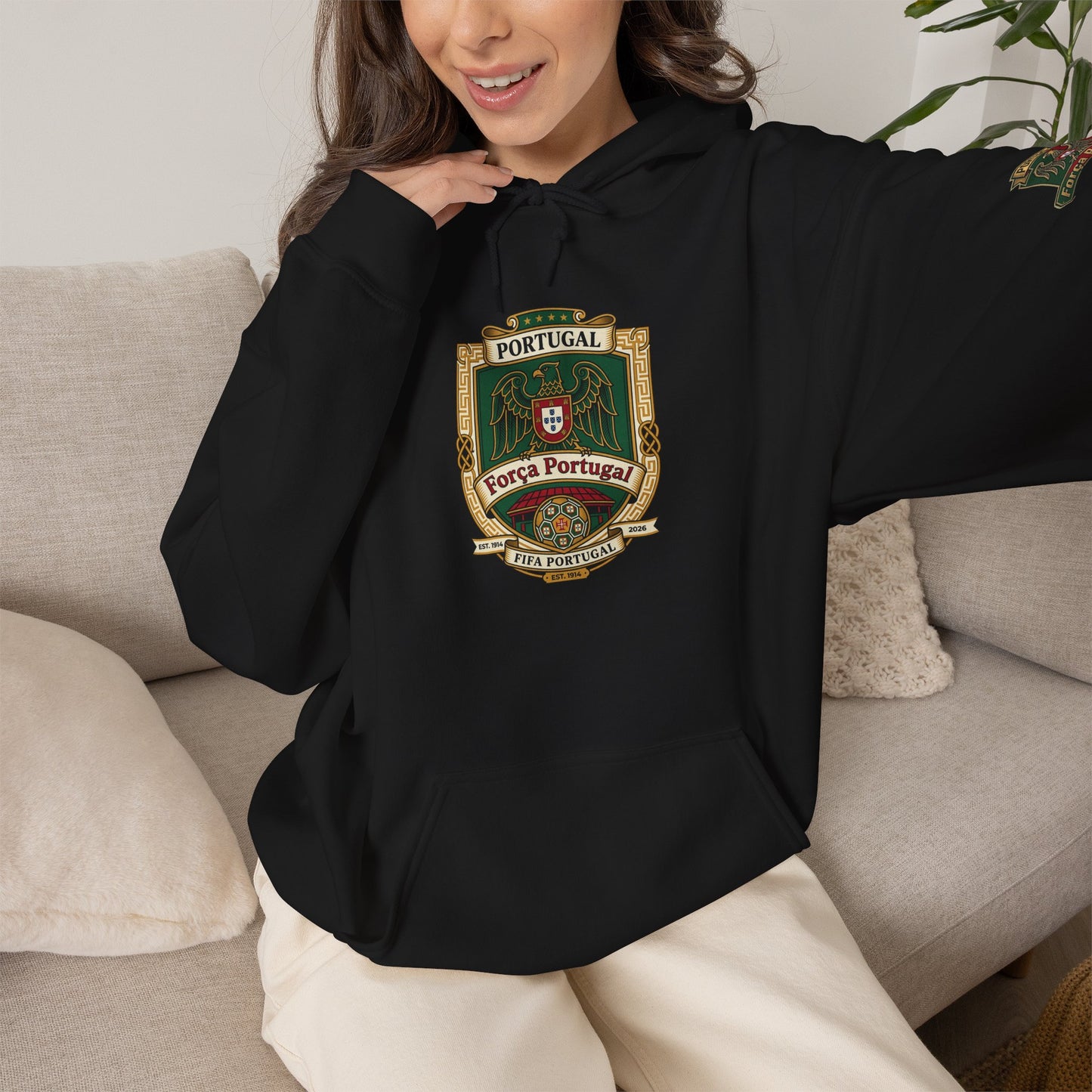 Portugal Soccer Crest Hoodie — Classic Portuguese Pride Pullover