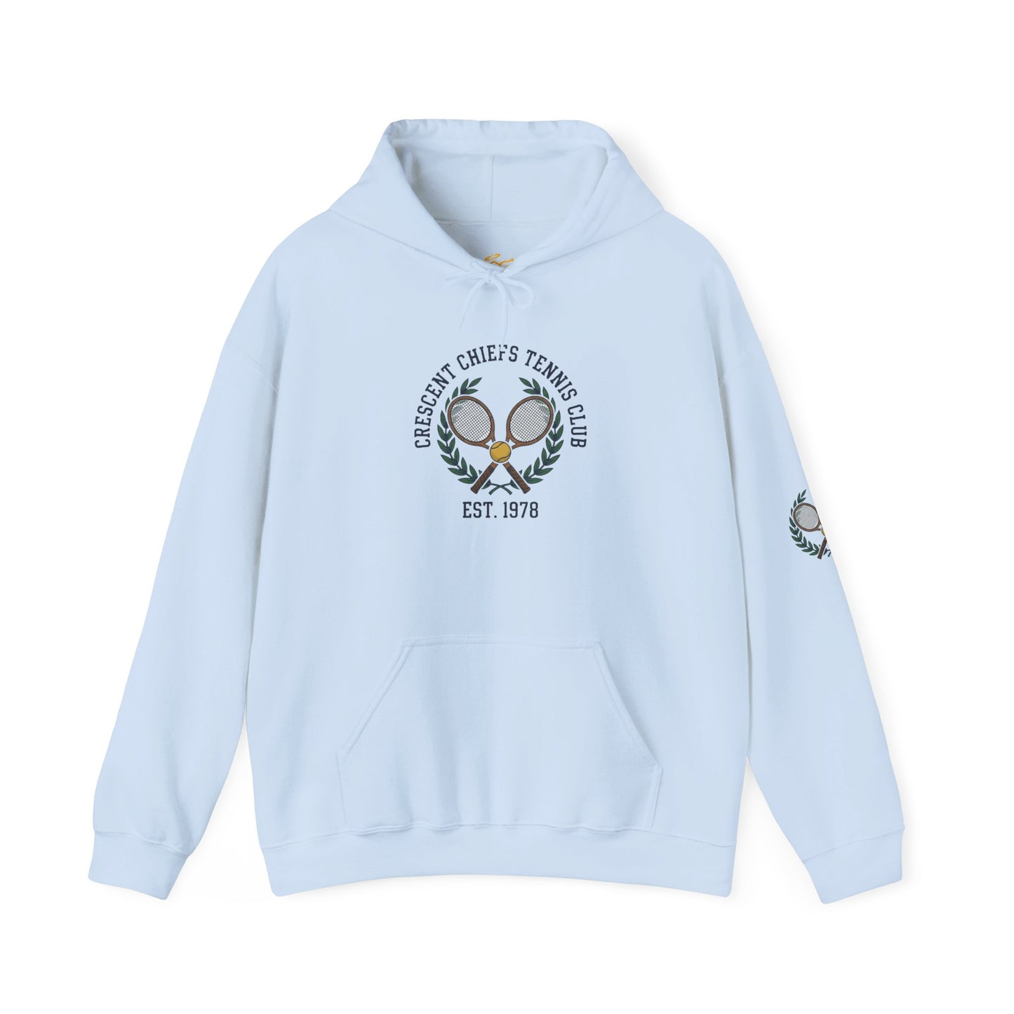Tennis Club Hoodie — "Crescent Chief's Tennis Club" Retro Athletic Pullover