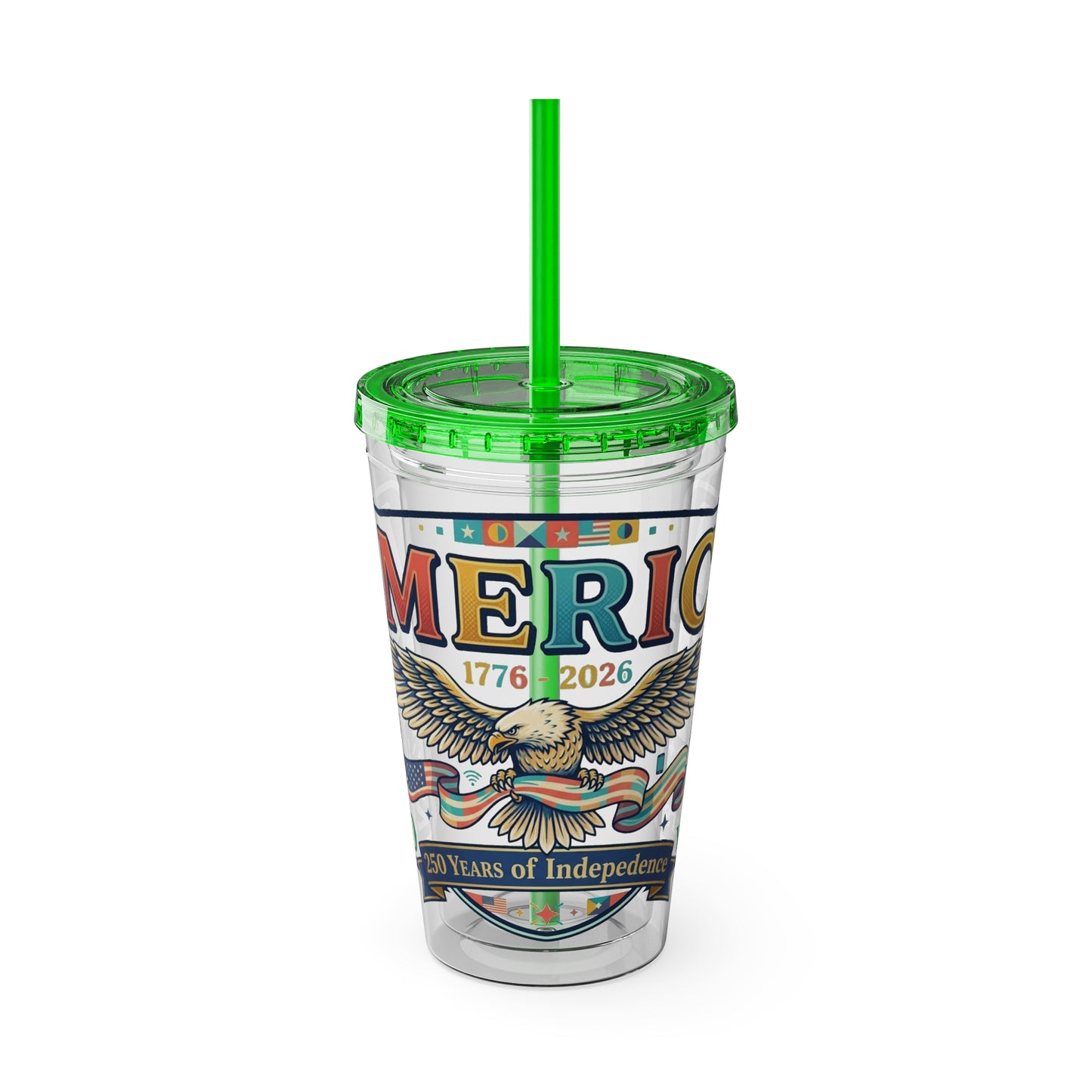 America 250 Years Eagle Tumbler with Straw |  USA 250th ANNIVERSARY Commemorative Drink Cup - Trending Novelties & Gifts