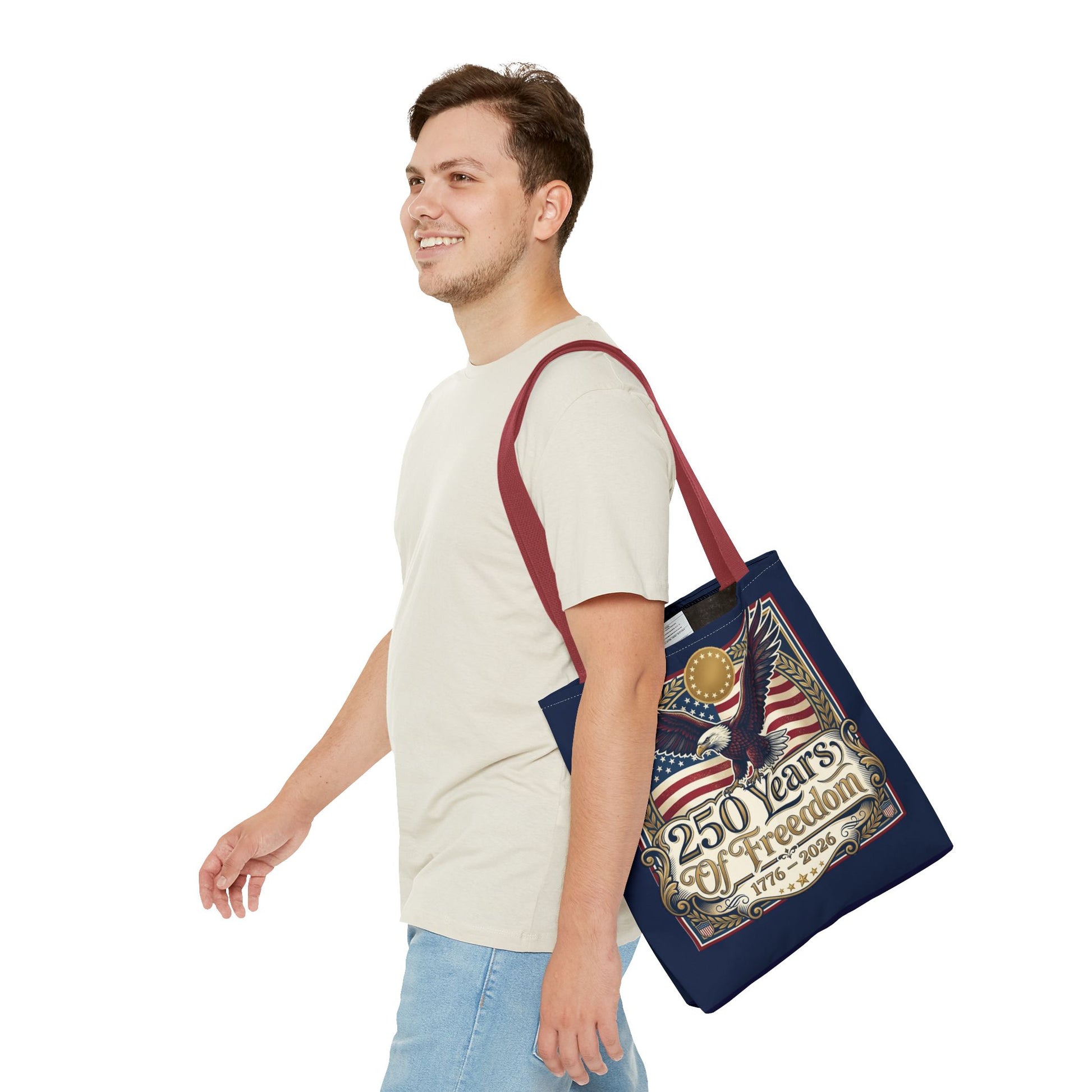 250 Years of Freedom Tote Bag — USA 250th ANNIVERSARY Eagle American Flag Tote Bag - Trending Novelties & Gifts