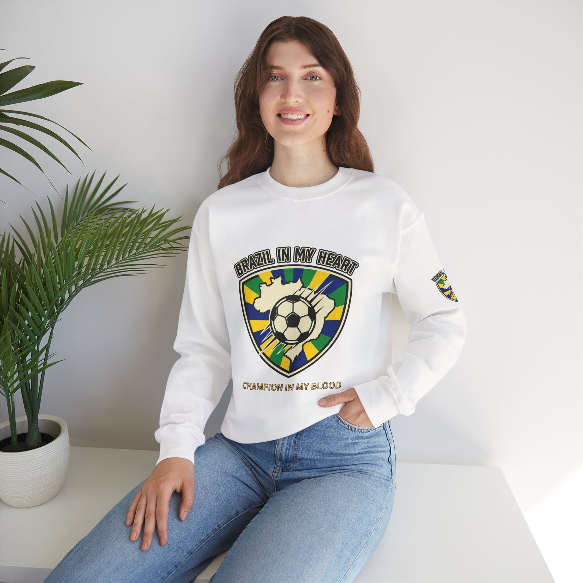 Brazil In My Heart Soccer Sweatshirt | Brazil fans world cup Soccer 2026 Sweatshirt - Trending Novelties & Gifts