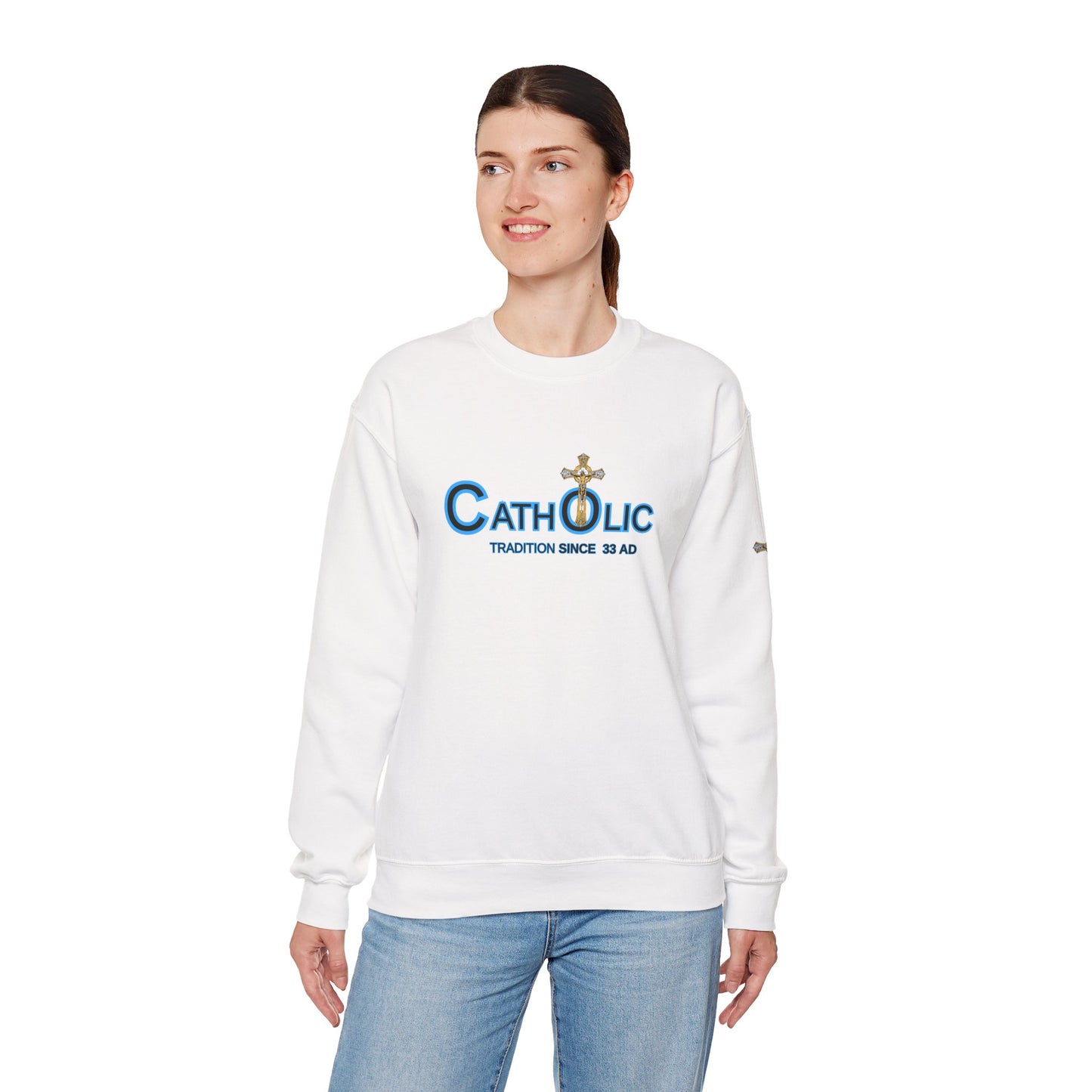 Catholic Crewneck Sweatshirt – "Tradition Since 33 AD" Religious Pullover ((CT)