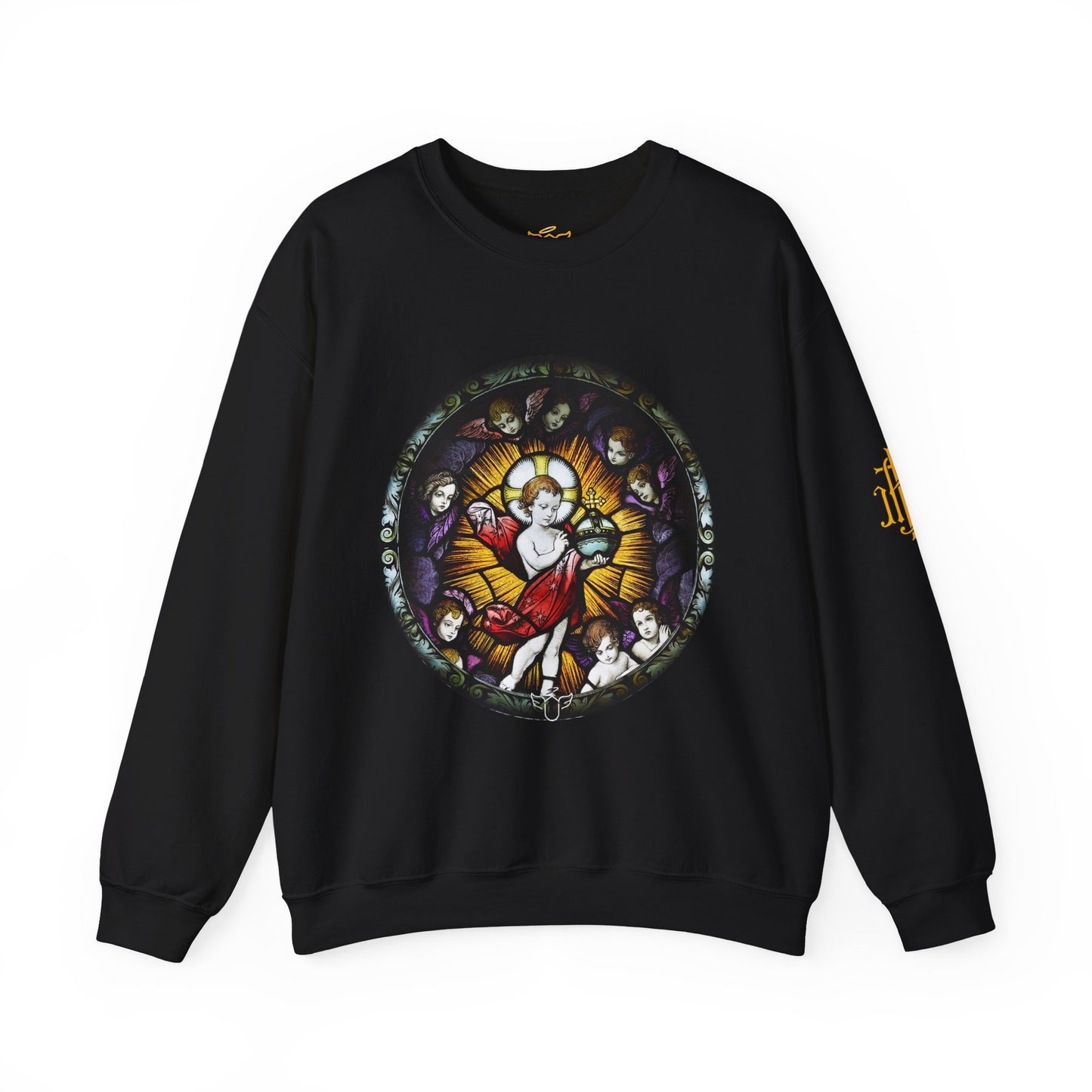 Catholic Stained Glass Designed Baby Jesus  Sweatshirt (CT)