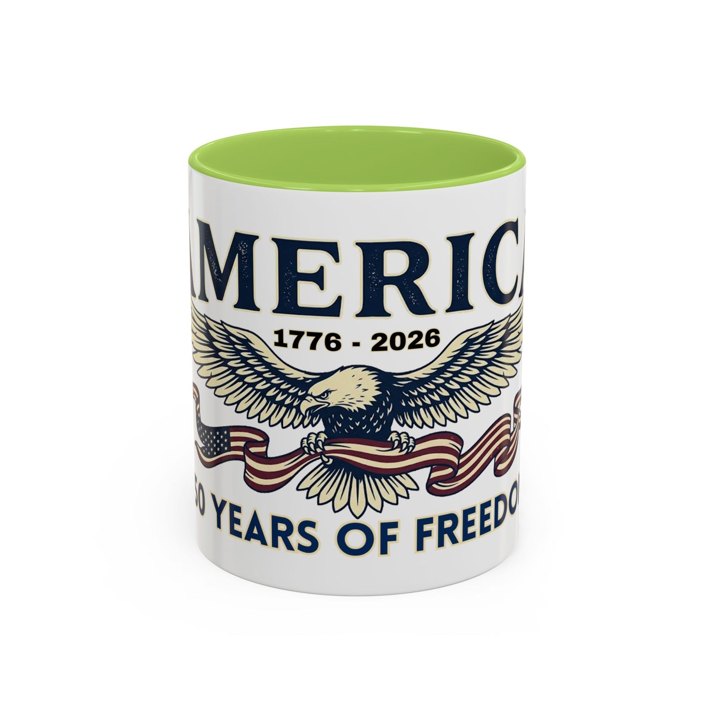 USA 250th ANNIVERSARY Accent Mug  | America  Eagle Coffee Mug — 250 Years of Freedom Accent Mug (11/15oz) - Trending Novelties & Gifts
