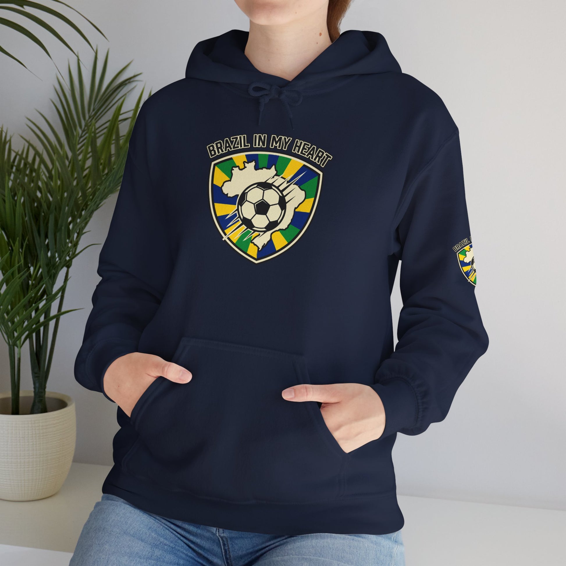 Brazil Pride Shield Soccer Hoodie | Brazil retro soccer hoodie - Trending Novelties & Gifts