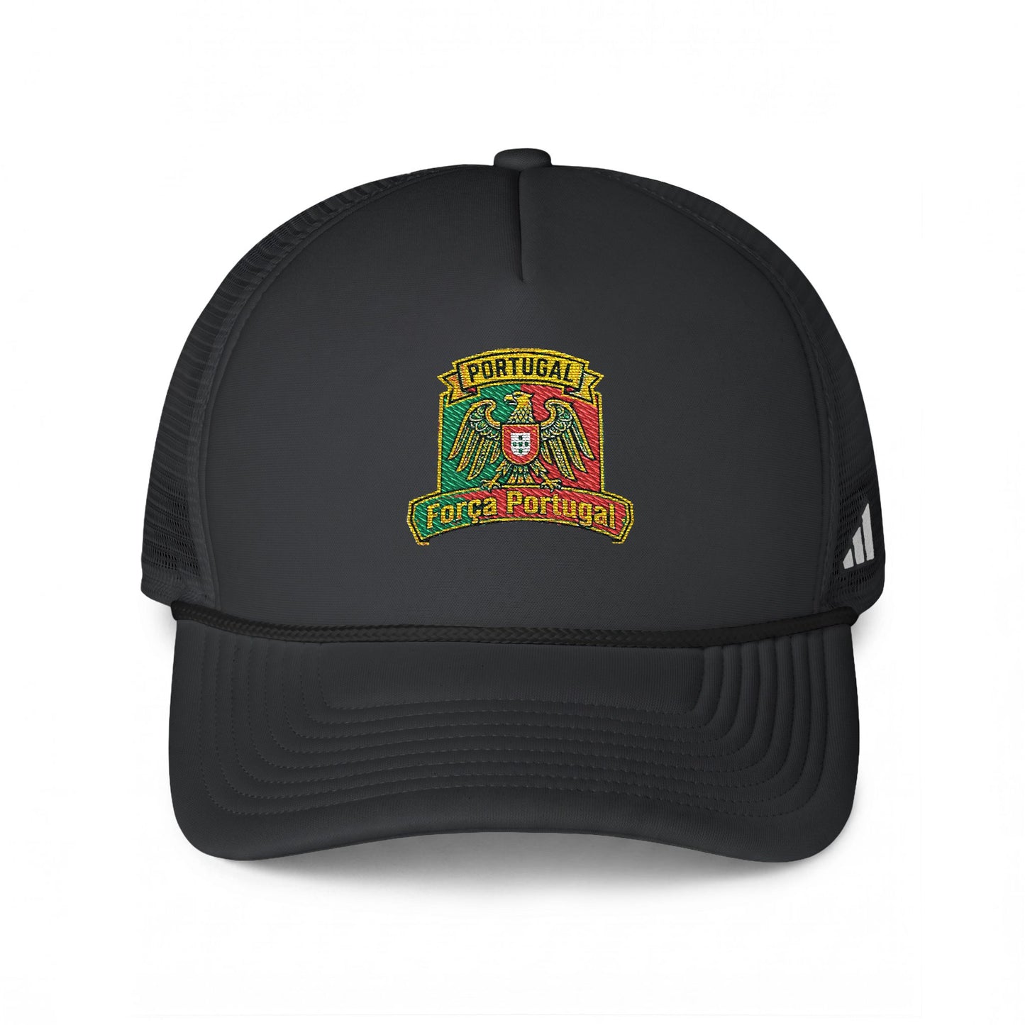 Portugal Soccer Fan Crest Trucker Cap — Embroidered Portugal Soccer Shield on Cap