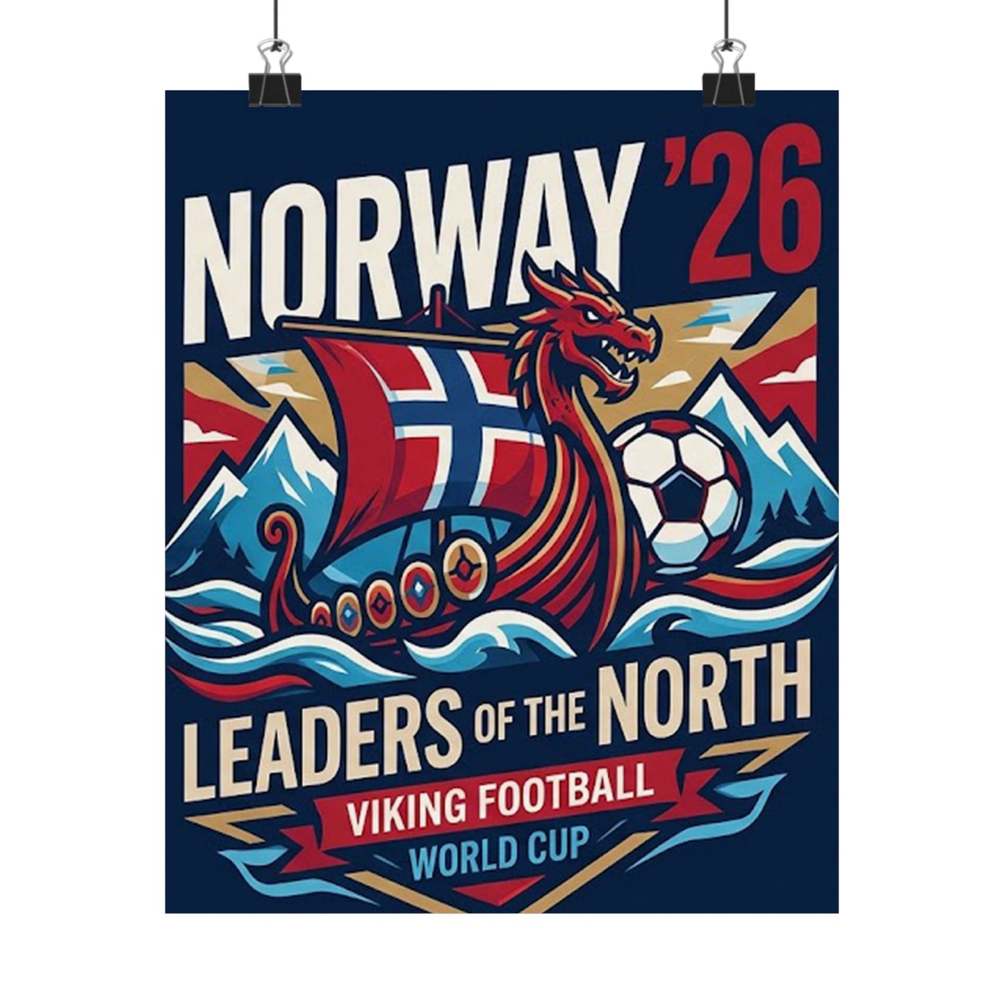Norway '26 Viking Soccer Poster — Leaders of the North World Cup Print
