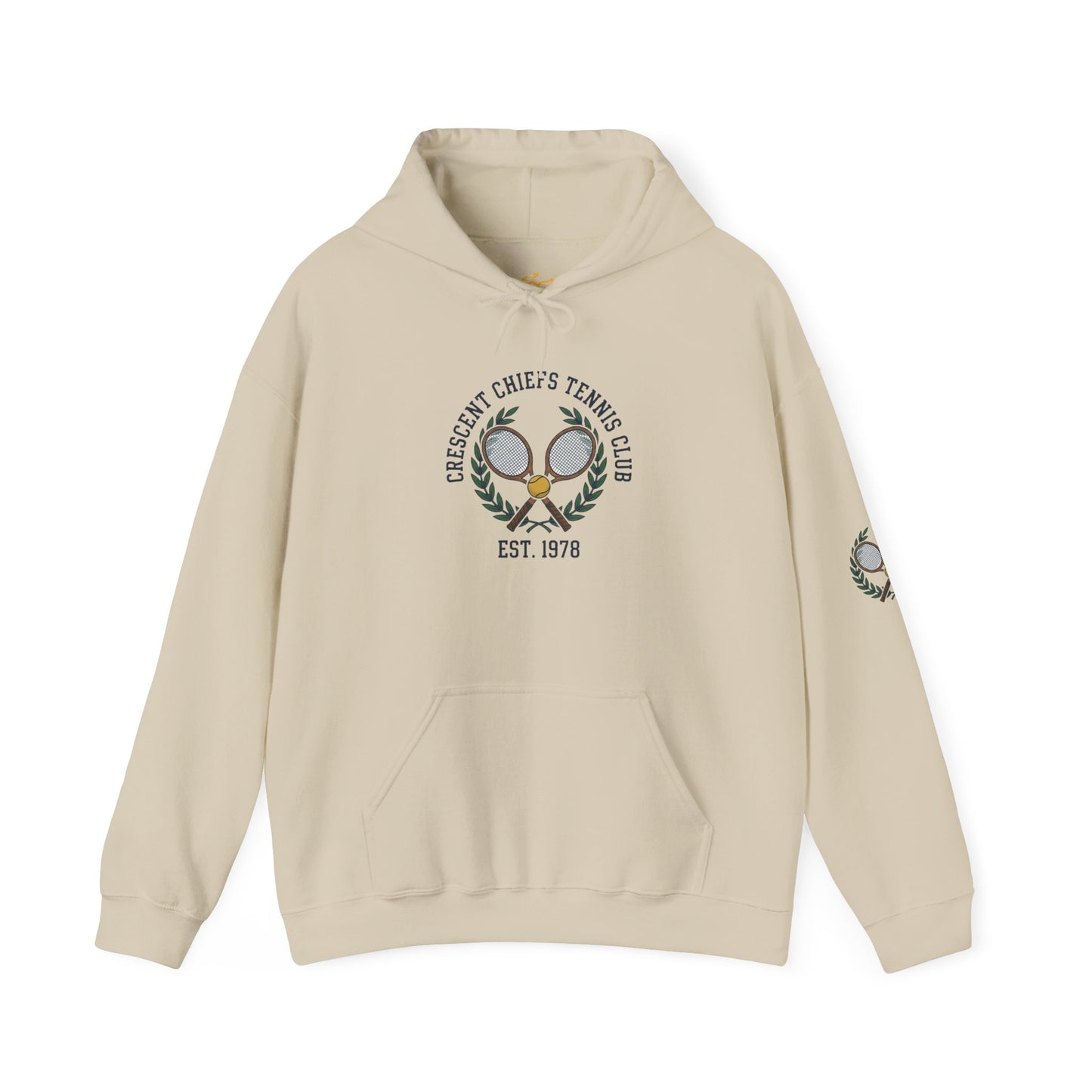 Tennis Club Hoodie — "Crescent Chief's Tennis Club" Retro Athletic Pullover