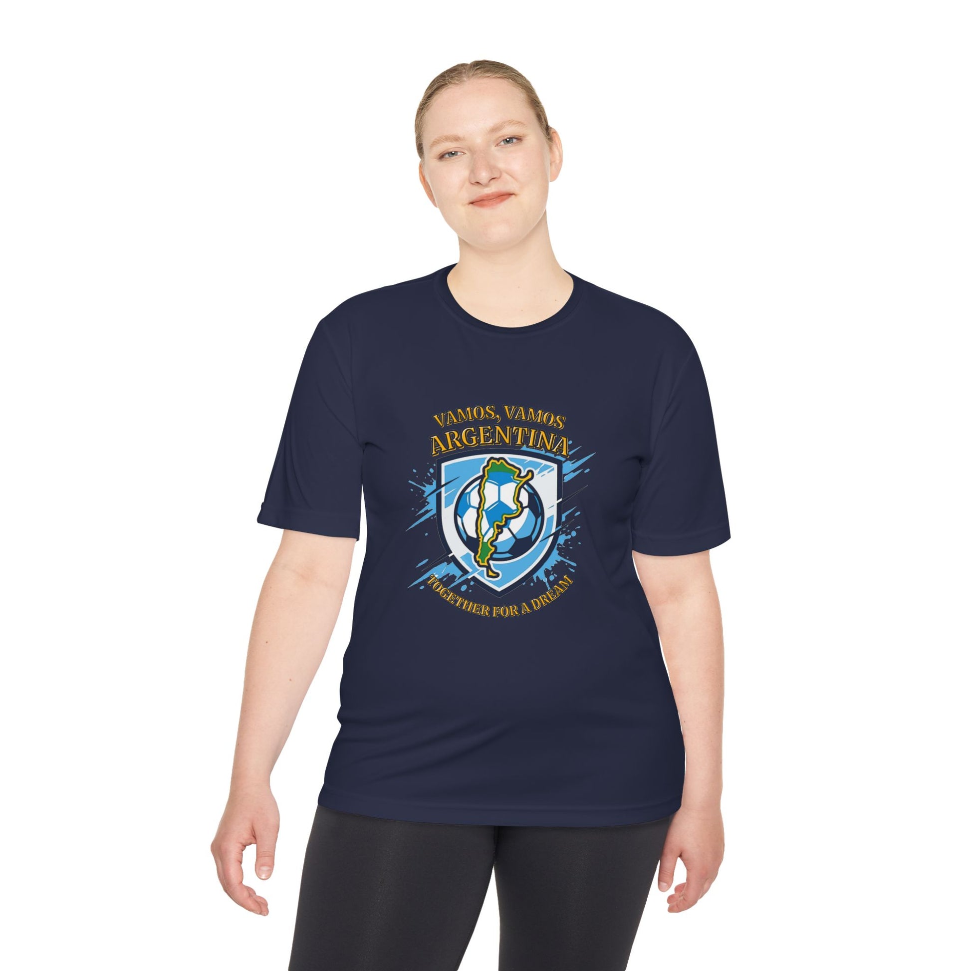 Argentina Soccer Shield Tee — "Vamos, Vamos Argentina" Football Shirt | Moisture-wicking tee - Trending Novelties & Gifts