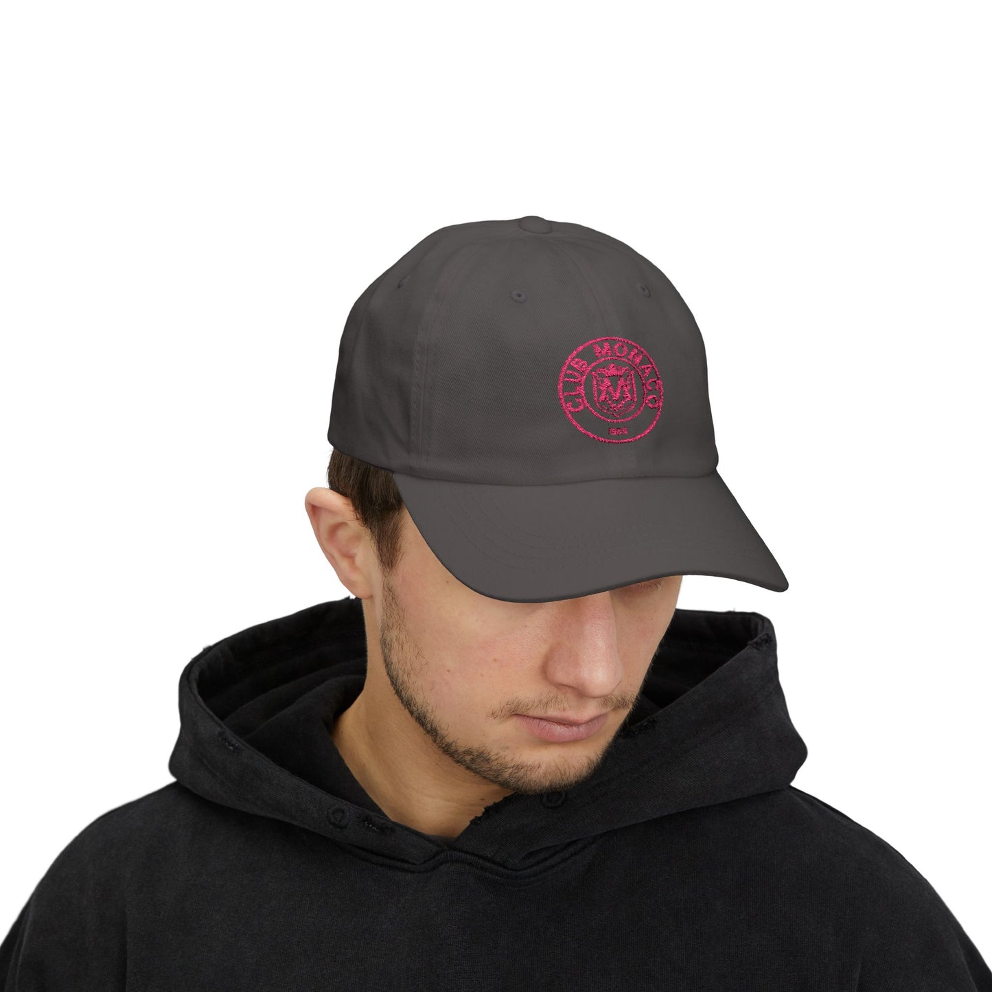 Club Monaco Embroidered Dad Cap — Classic White Baseball Hat (EM)