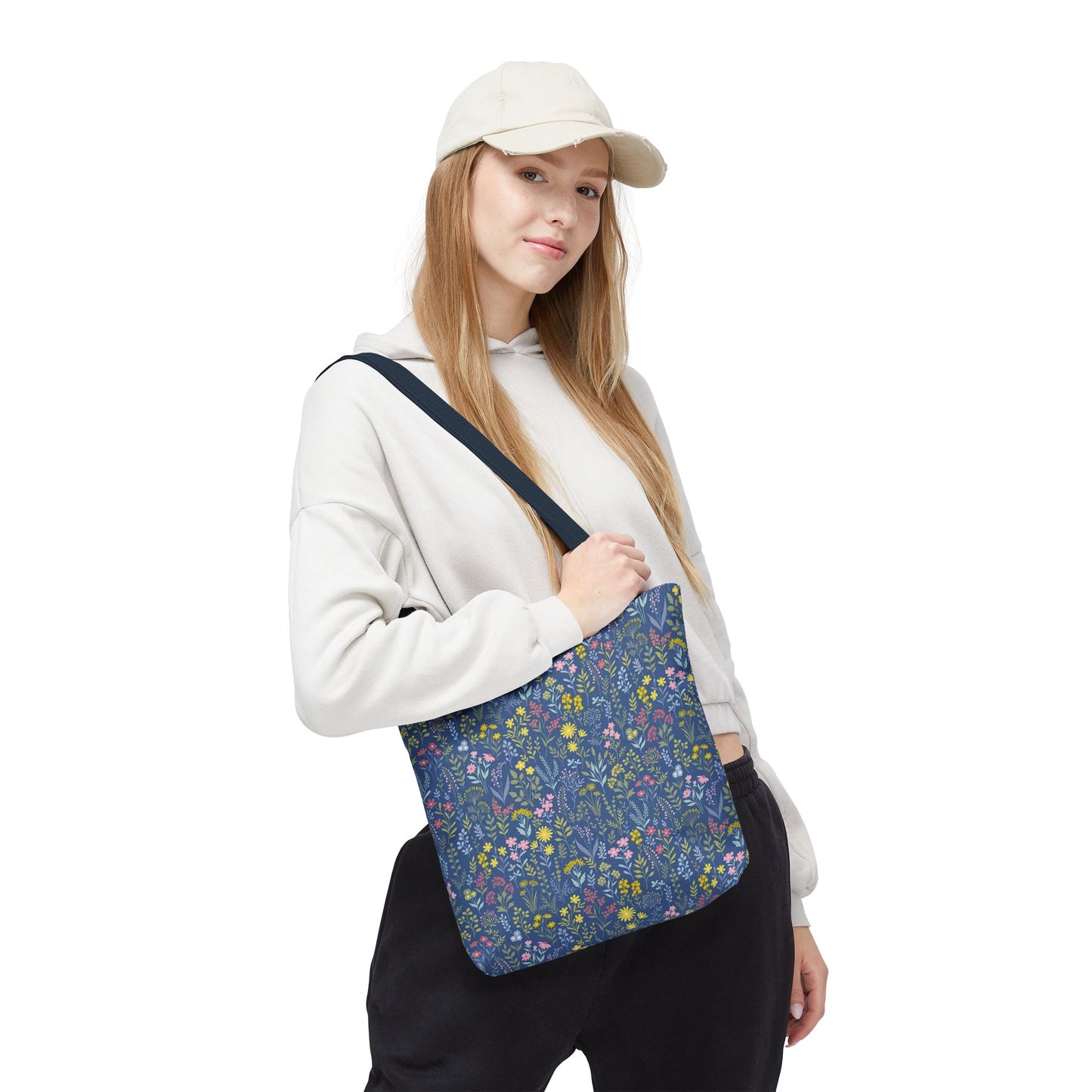 Wildflower Meadow Tote Bag — Blue Floral All-Over Print Eco Tote (summer)