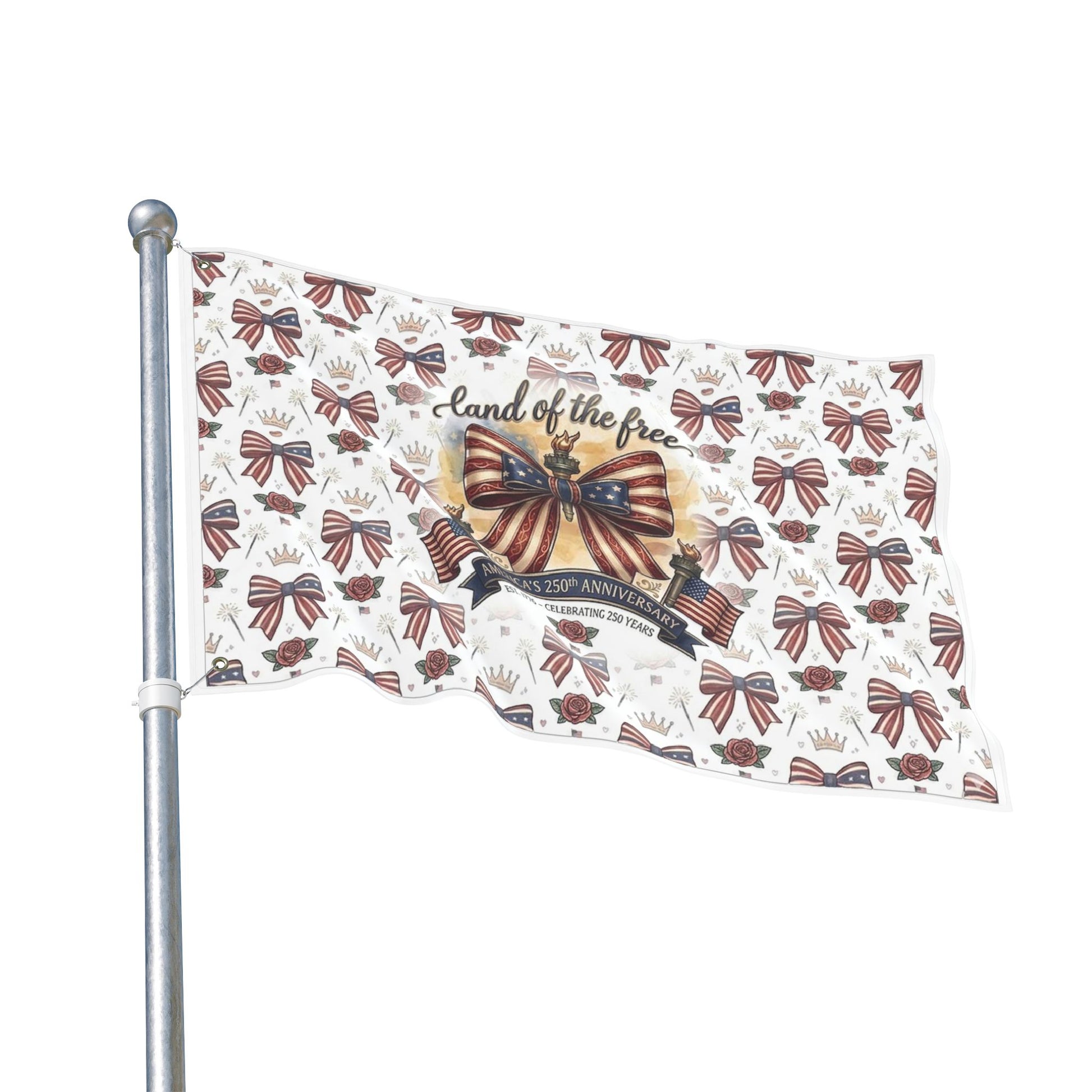 USA 250th ANNIVERSARY Double-Sided Garden Flag — "Land of the Free" Patriotic Bow 4th of July Decoration - Trending Novelties & Gifts