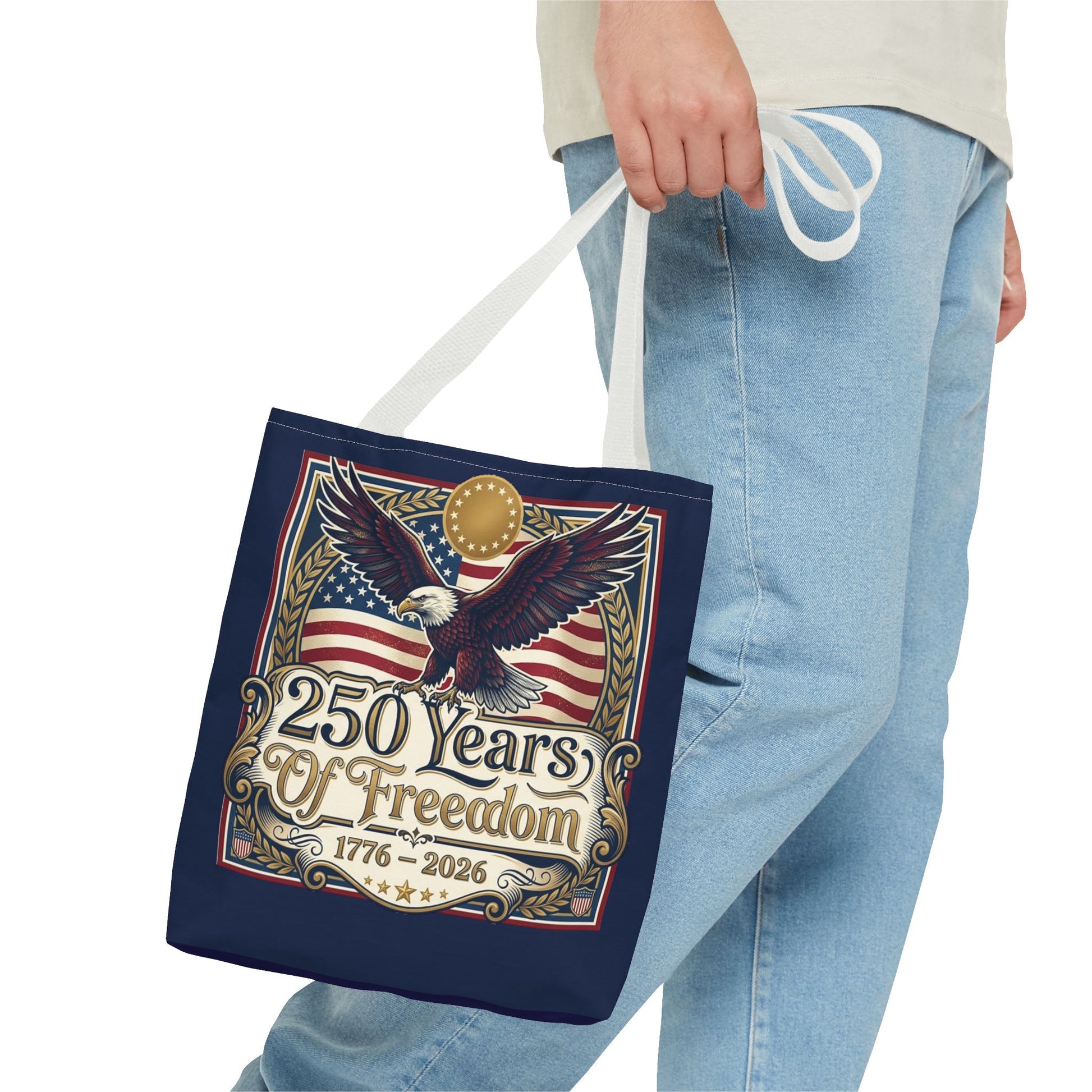 250 Years of Freedom Tote Bag — USA 250th ANNIVERSARY Eagle American Flag Tote Bag - Trending Novelties & Gifts