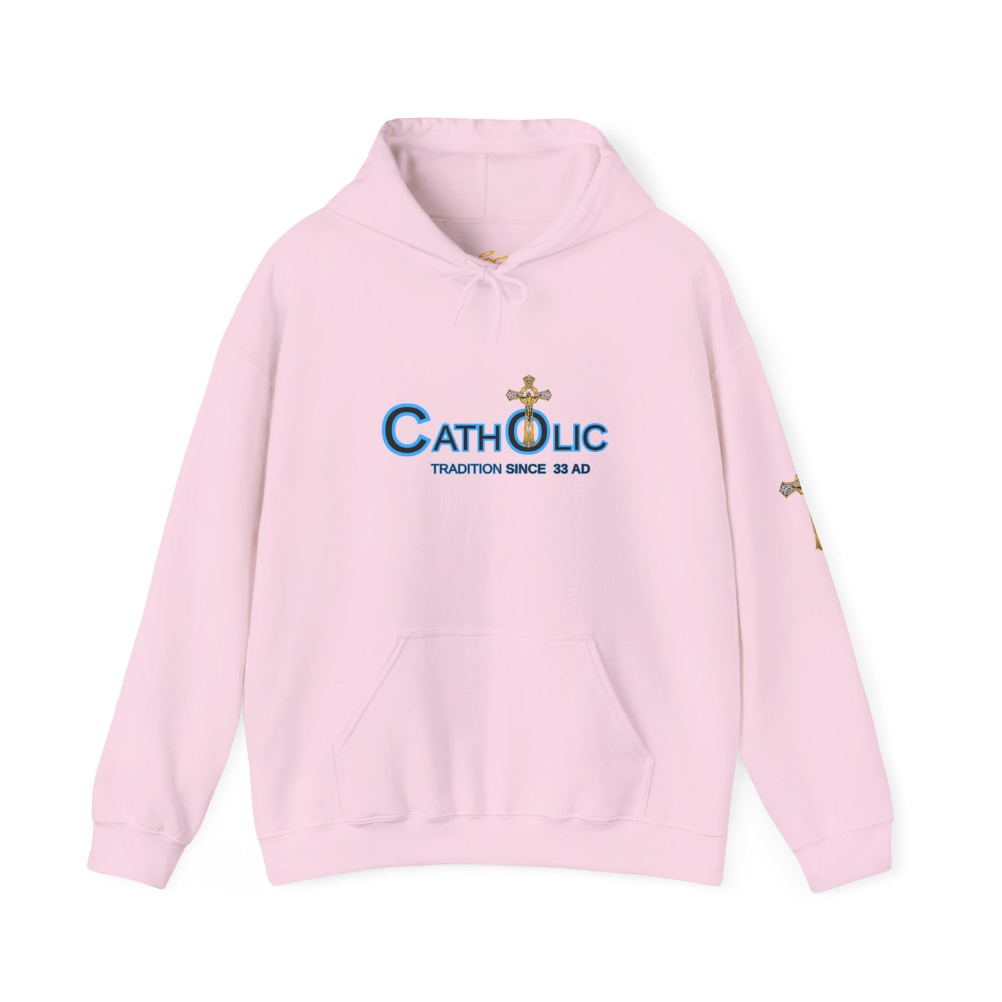 Catholic Hoodie - "Catholic: Tradition Since 33 AD" Pullover with Cross Accent (CT)