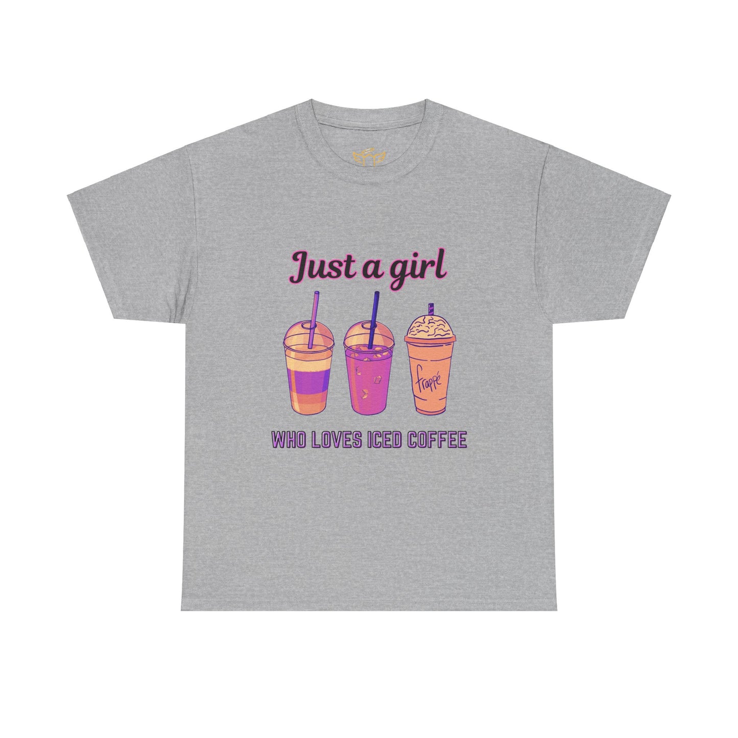 Coffee Lover Cotton Tee - Just a Girl Who Loves Iced Coffee