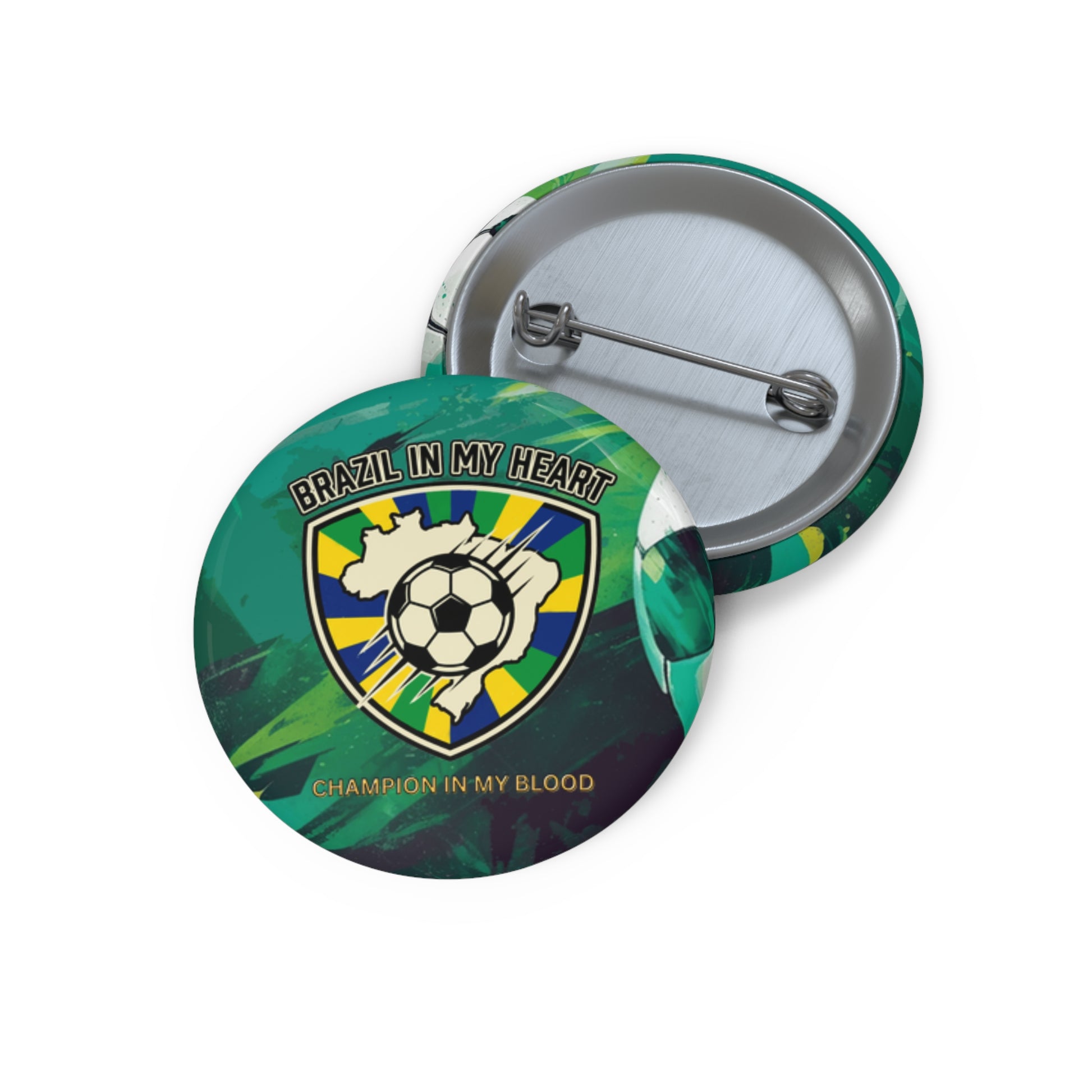 Brazil Pride Soccer Pin Button – "Brazil in My Heart" Badge - Trending Novelties & Gifts