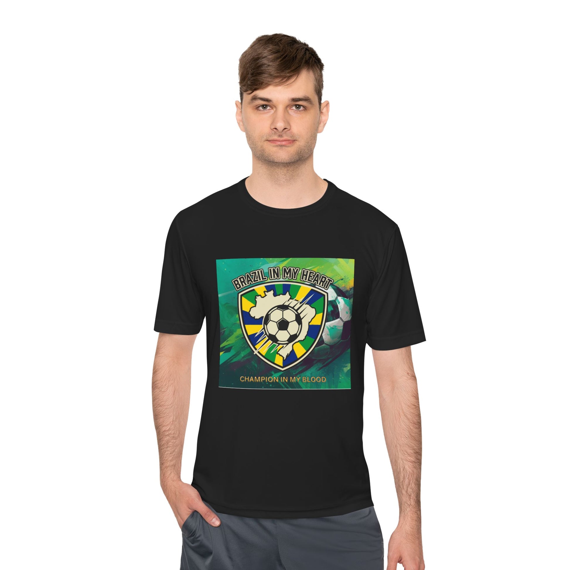 Brazil In My Heart Soccer Tee — Champion In My Blood Moisture-Wicking Shirt - Trending Novelties & Gifts