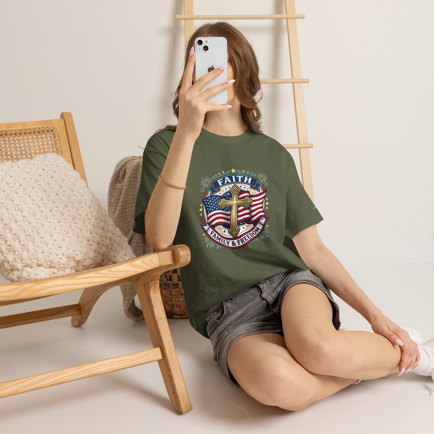 Faith, Family & Freedom T-Shirt — American Flag Cross Patriotic Tee (USA 250th)