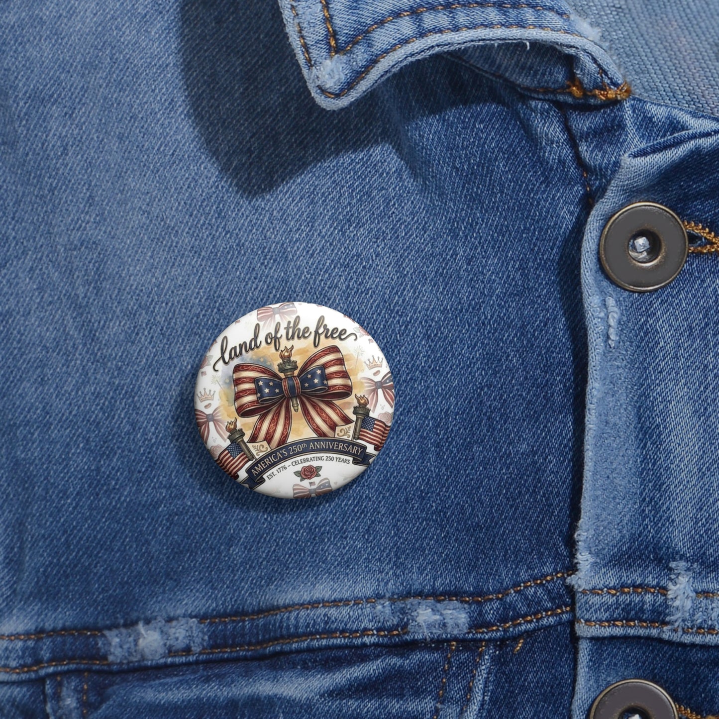 USA 250th ANNIVERSARY Pin Button – 4th of July USA Flag Bow Badge - Trending Novelties & Gifts