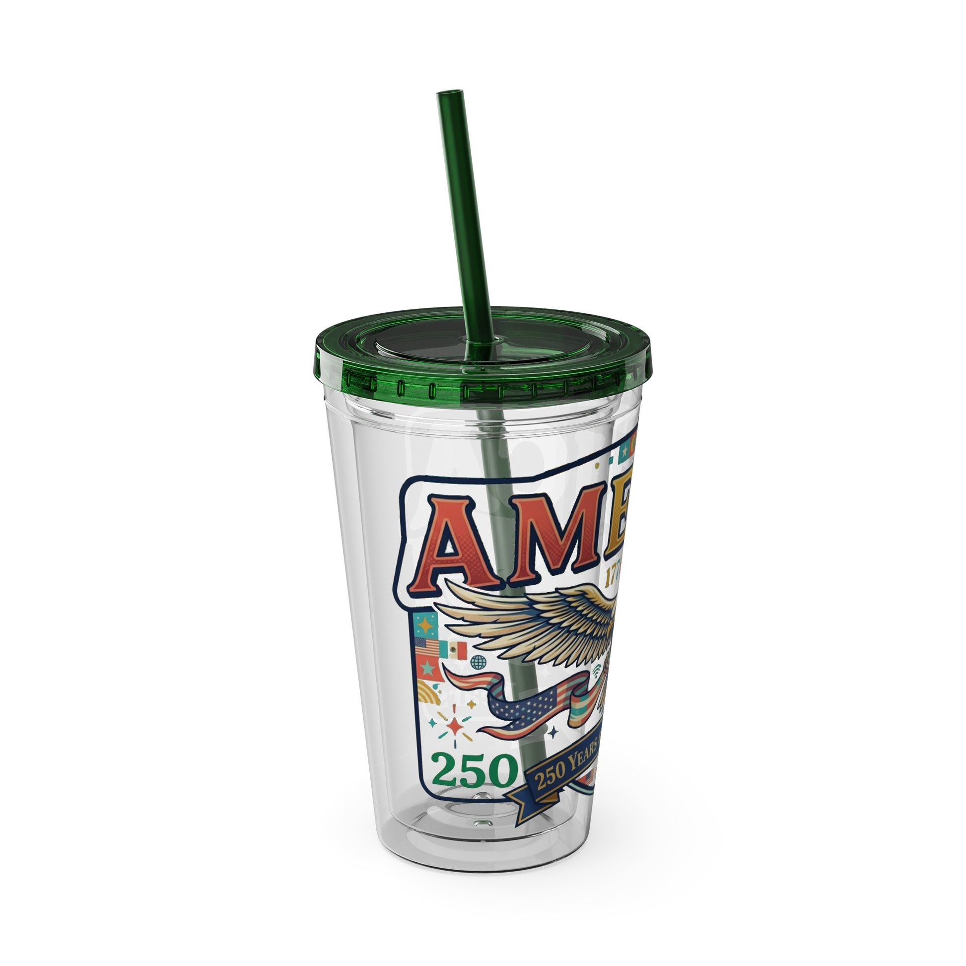 America 250 Years Eagle Tumbler with Straw |  USA 250th ANNIVERSARY Commemorative Drink Cup - Trending Novelties & Gifts