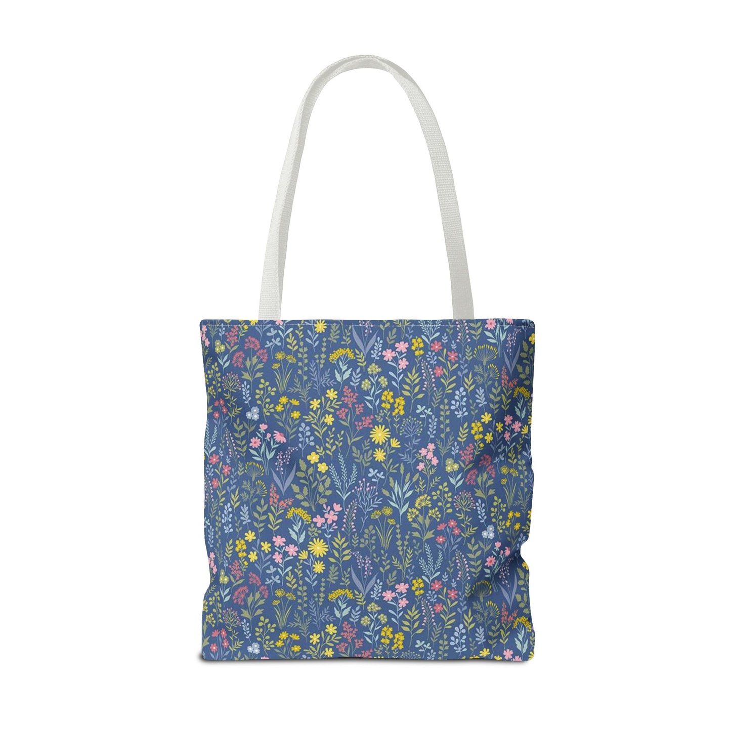 Wildflower Meadow Tote Bag — Blue Floral All-Over Print Eco Tote (summer)
