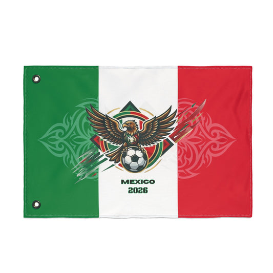 Mexico Soccer 2026 Fan Flag — Double-Sided Mexican Football Fan Banner