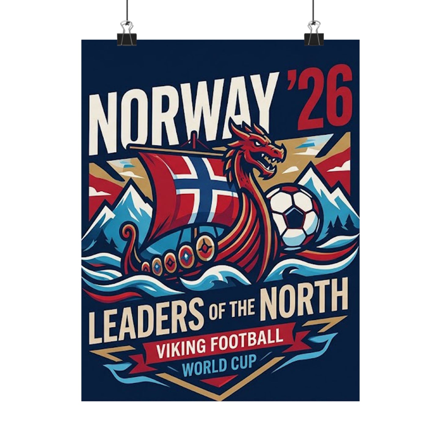 Norway '26 Viking Soccer Poster — Leaders of the North World Cup Print