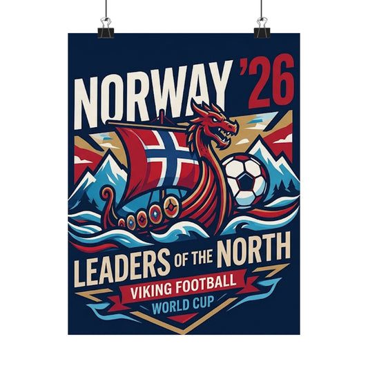 Norway '26 Viking Soccer Poster — Leaders of the North World Cup Print