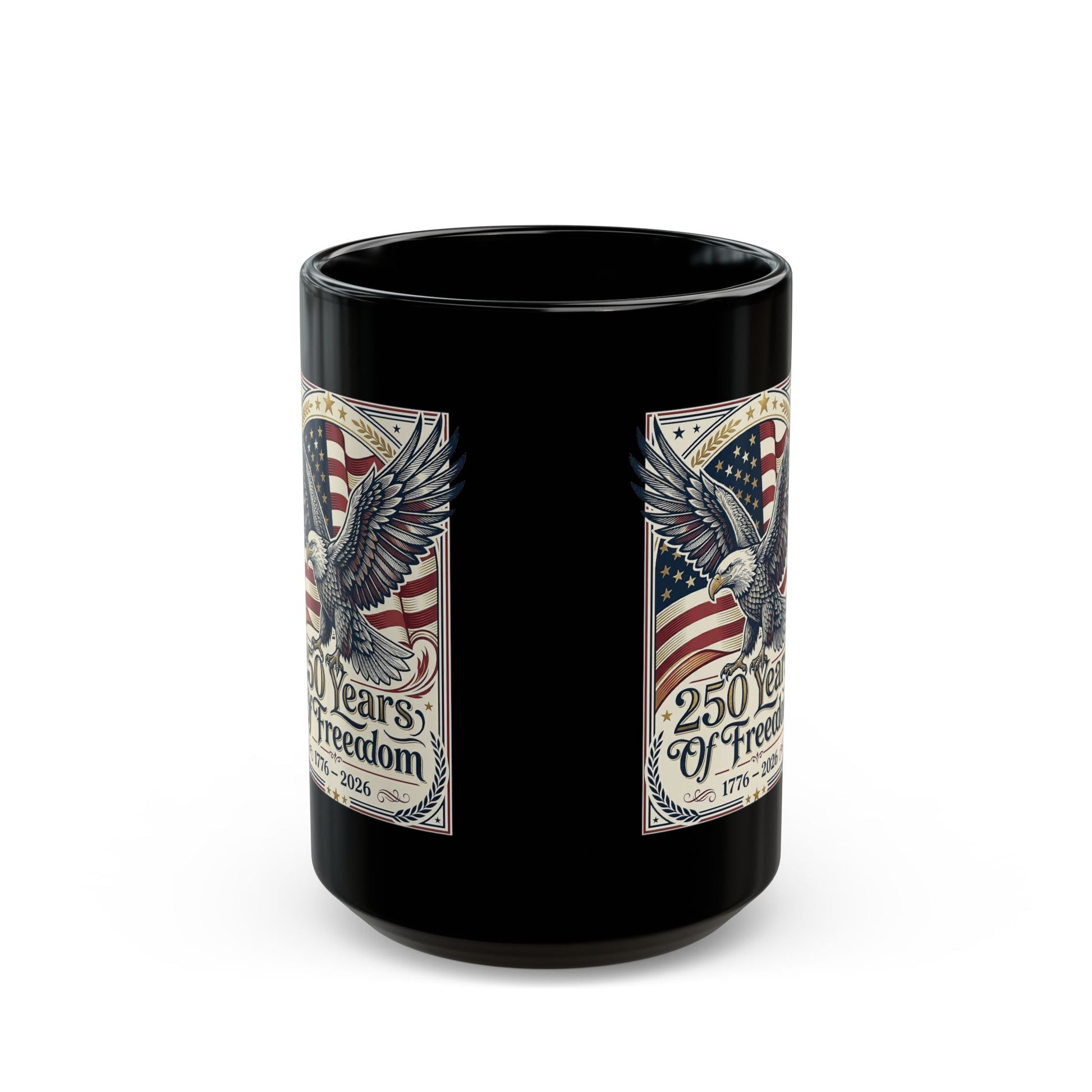 America 250 Years of Freedom Eagle Coffee Mug — USA 250th ANNIVERSARY Commemorative Black Mug - Trending Novelties & Gifts