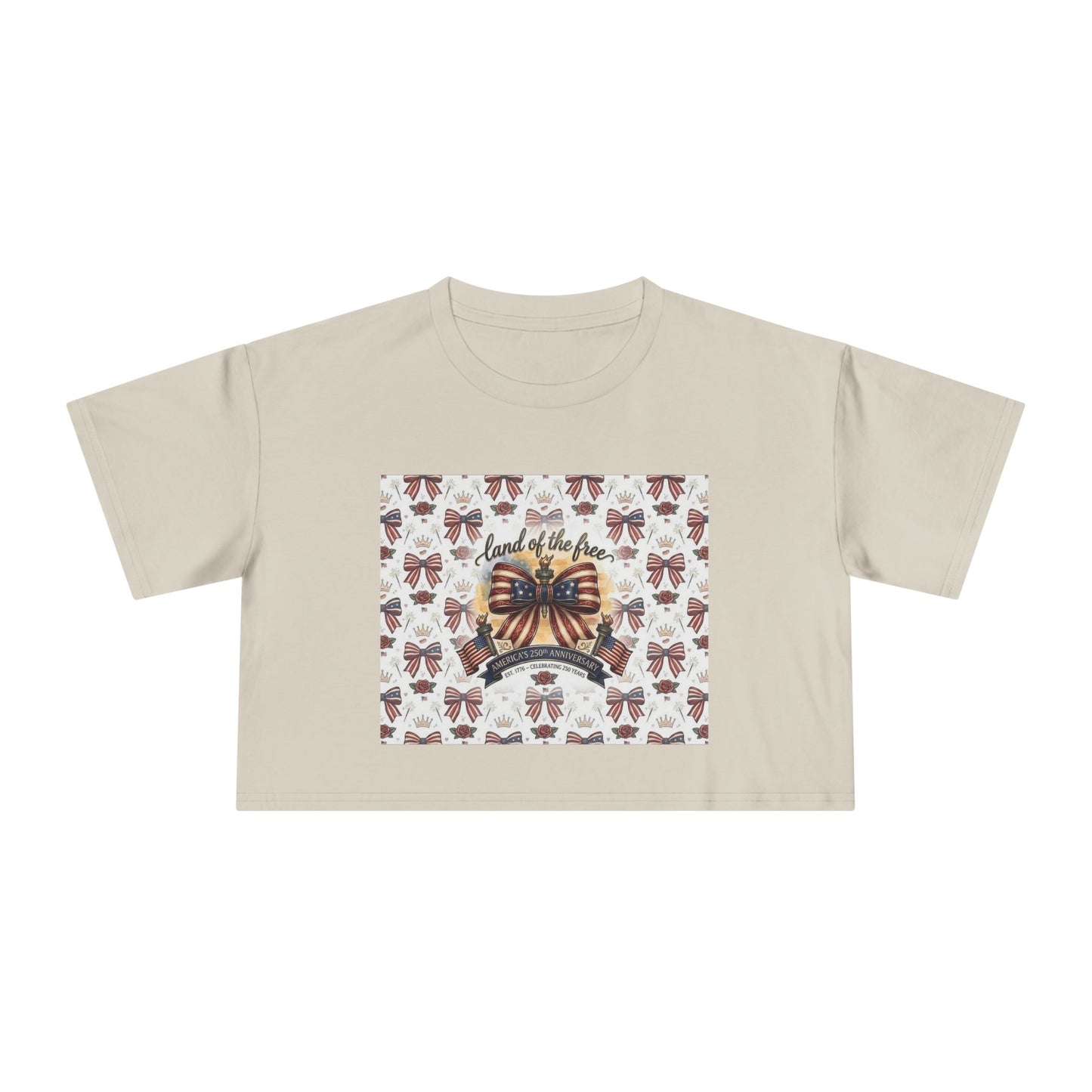 USA 250th ANNIVERSARY Women’s Crop Tee — Patriotic "Land of the Free" Women’s Crop Tee - Trending Novelties & Gifts