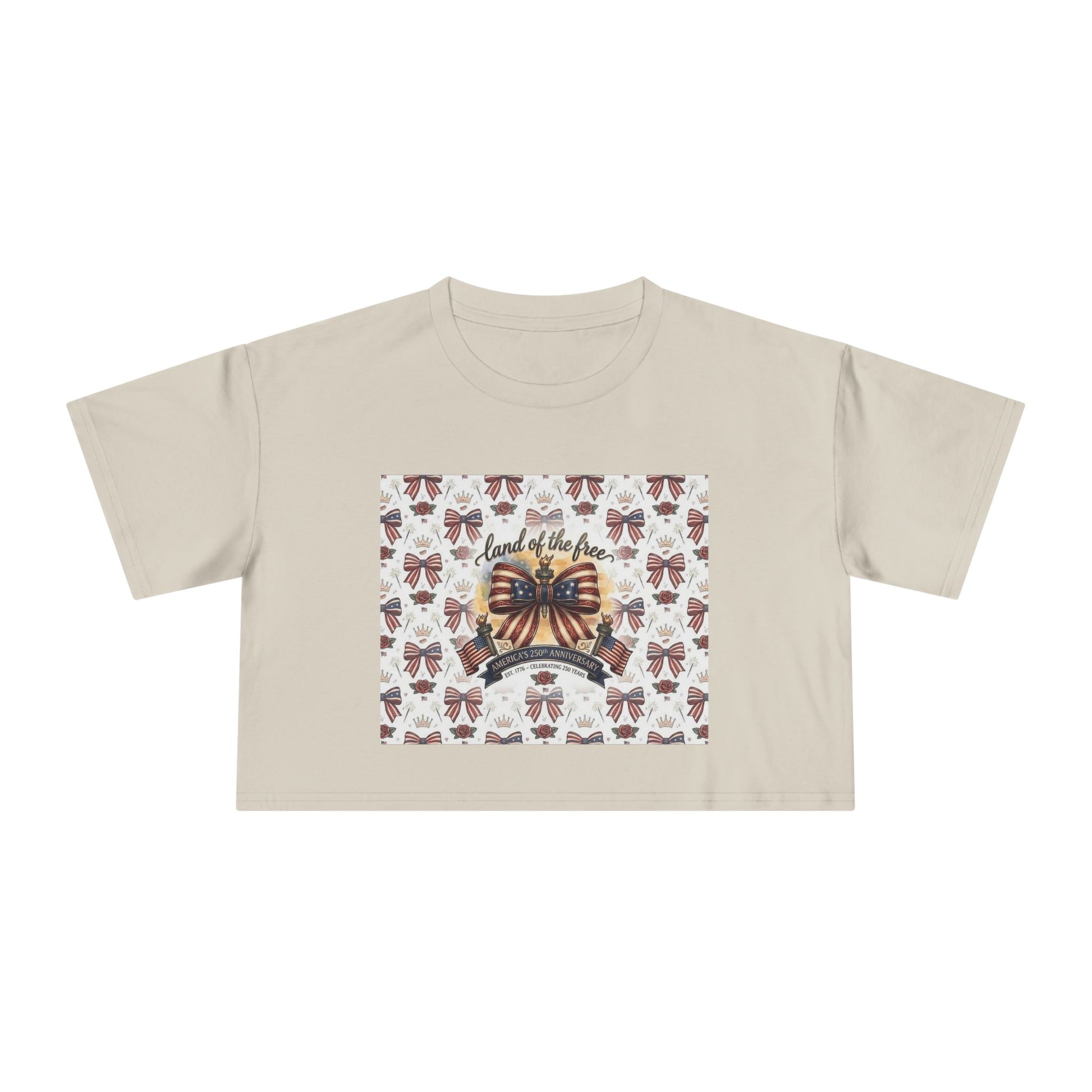 USA 250th ANNIVERSARY Women’s Crop Tee — Patriotic "Land of the Free" Women’s Crop Tee - Trending Novelties & Gifts