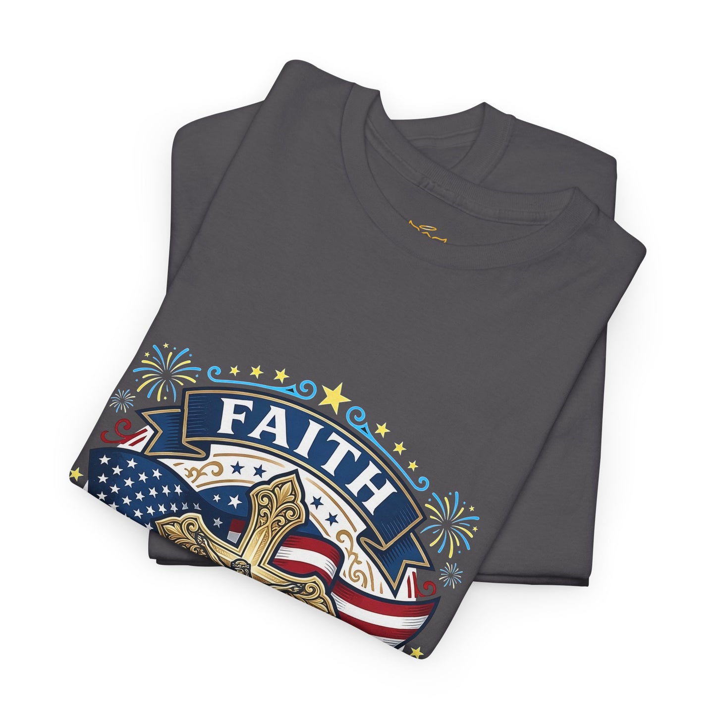 Catholic Faith Family & Freedom T-Shirt — American Flag Cross Patriotic T-shirt (USA 250th)
