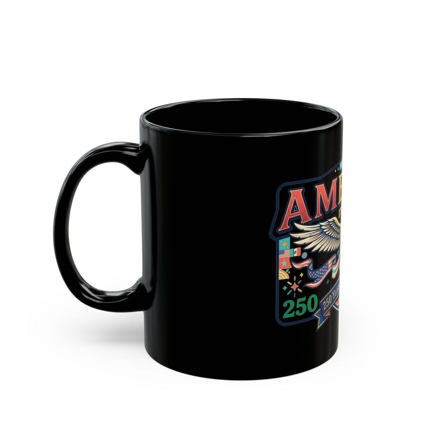USA 250th ANNIVERSARY Eagle Black Mug | America 250th Anniversary Patriotic Coffee Cup - Trending Novelties & Gifts