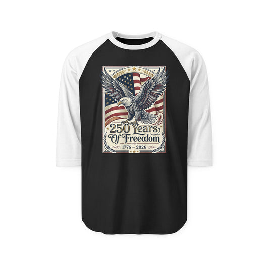 250 Years of Freedom Eagle Raglan Shirt — USA 250th ANNIVERSARY Baseball Tee - Trending Novelties & Gifts