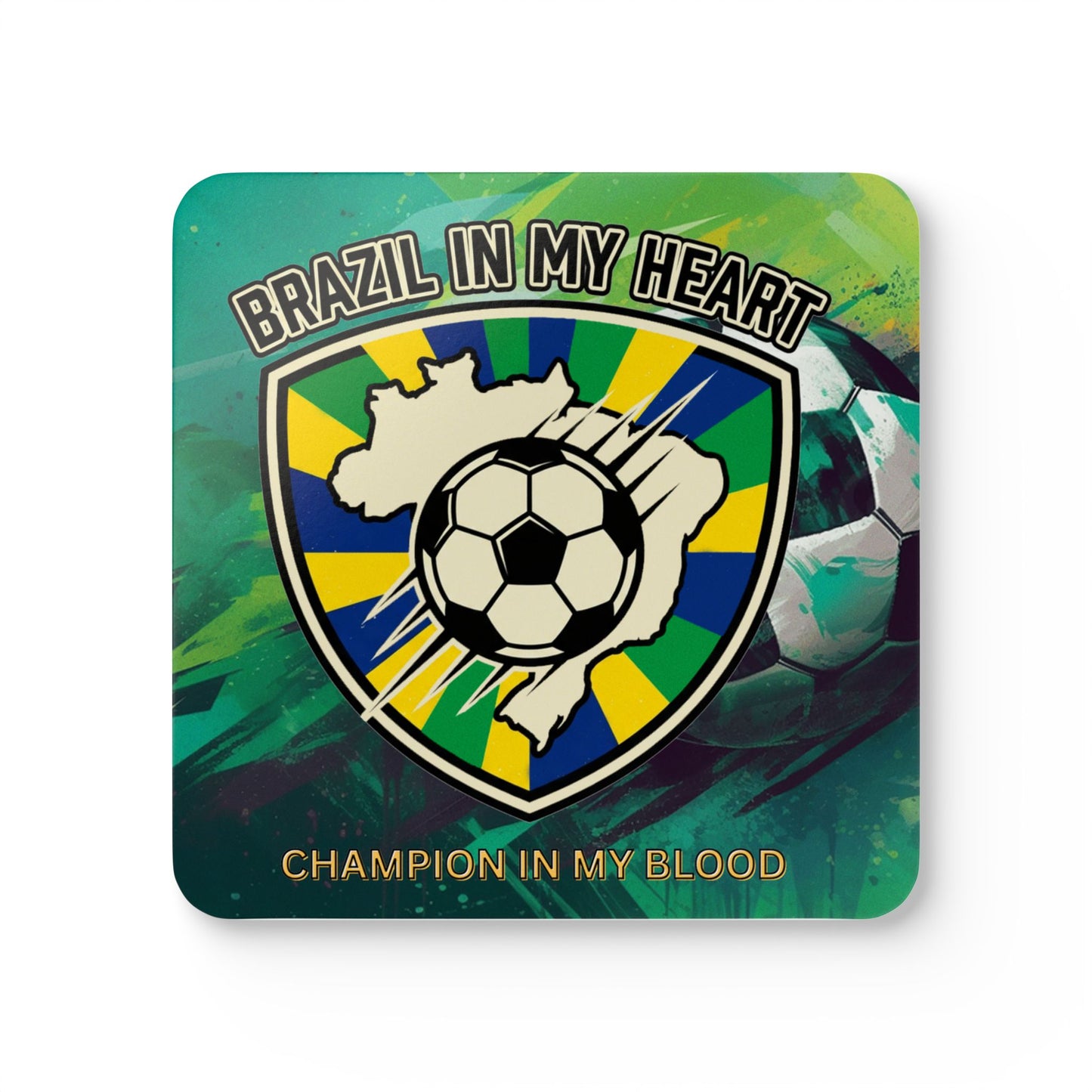 Brazil Soccer Cork Coaster Set — "Brazil in My Heart" Drink Coasters (4-Pack) - Trending Novelties & Gifts