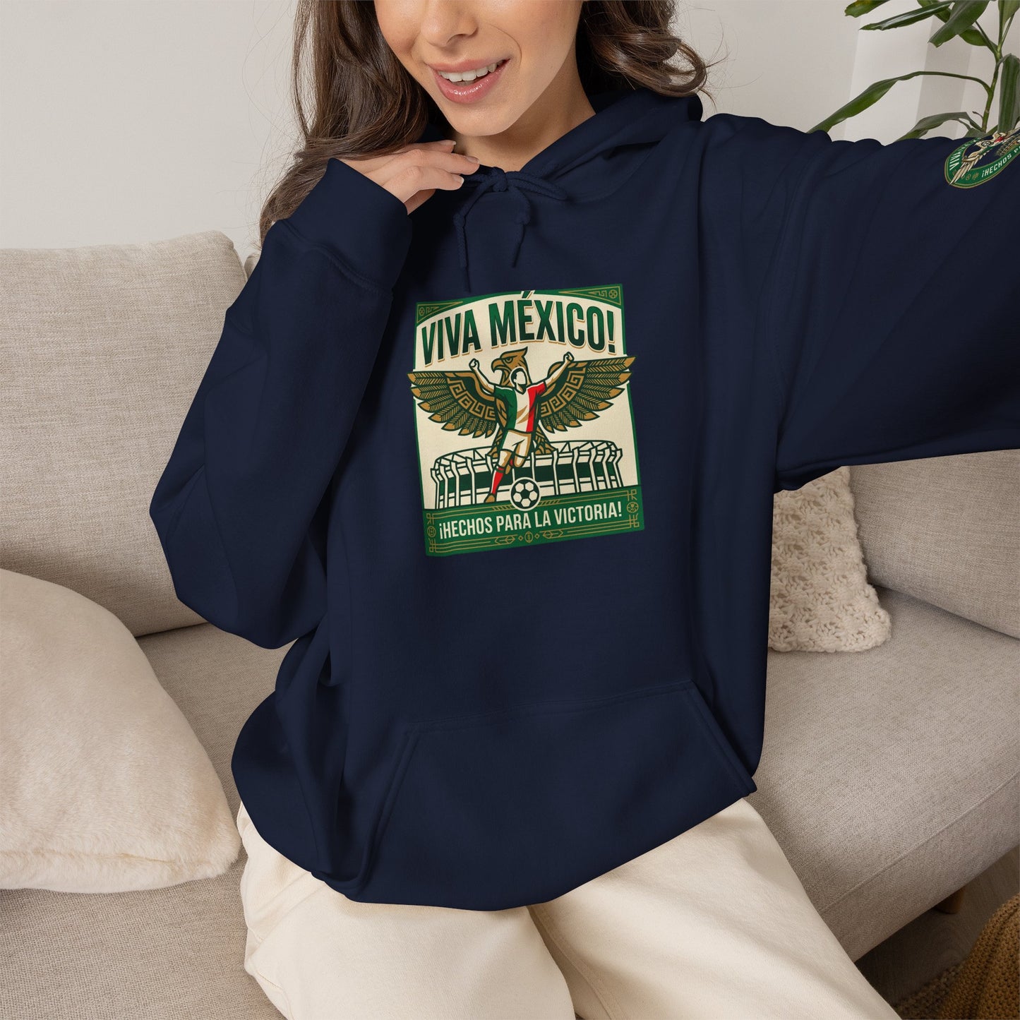 Viva México Soccer Hoodie — Retro Eagle Mexican Pride Graphic