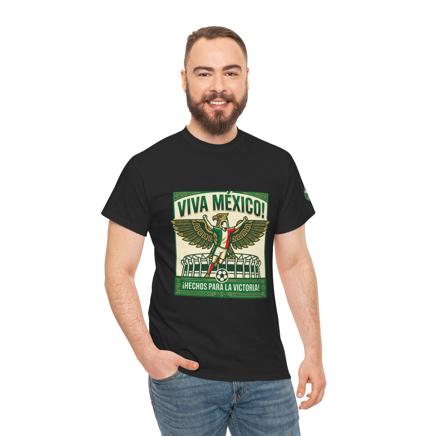 Viva México Soccer Tee — Patriotic Mexican Eagle Design (Hechos Para la Victoria)