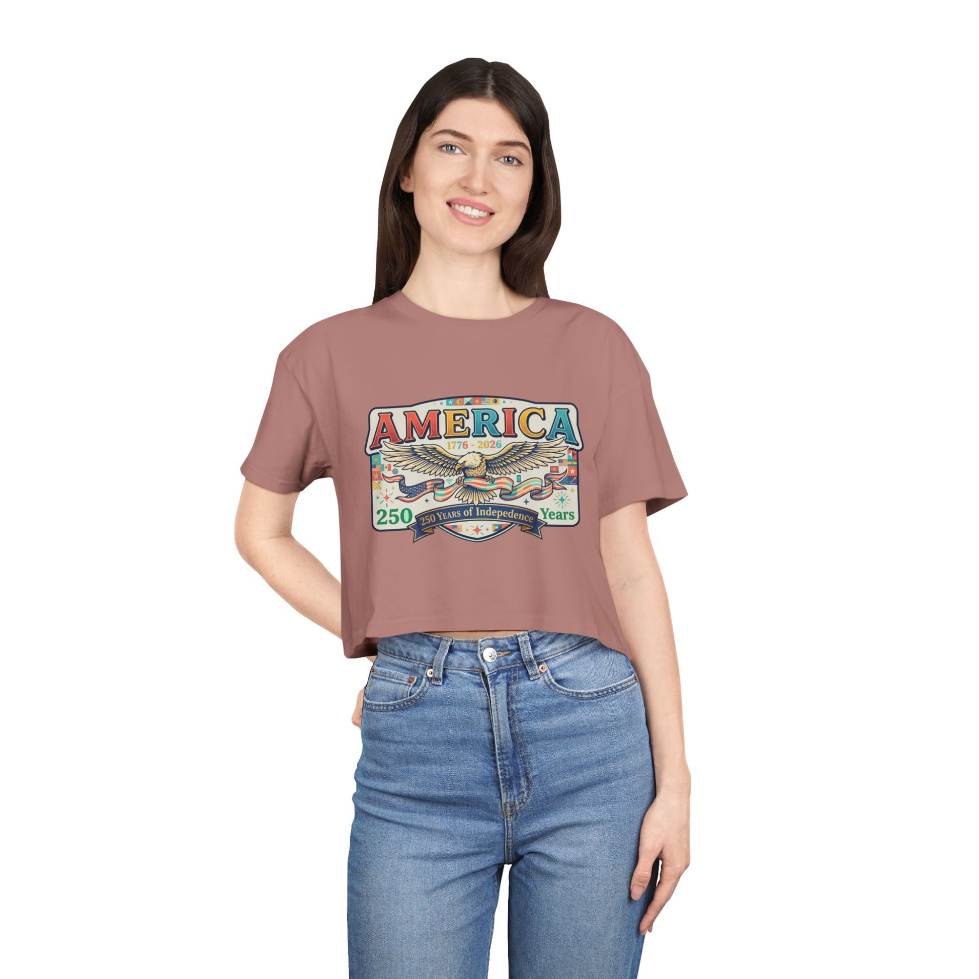 USA 250th ANNIVERSARY America Eagle  Women's Crop Tee | Patriotic 250 Years Independence Women's Crop Tee - Trending Novelties & Gifts