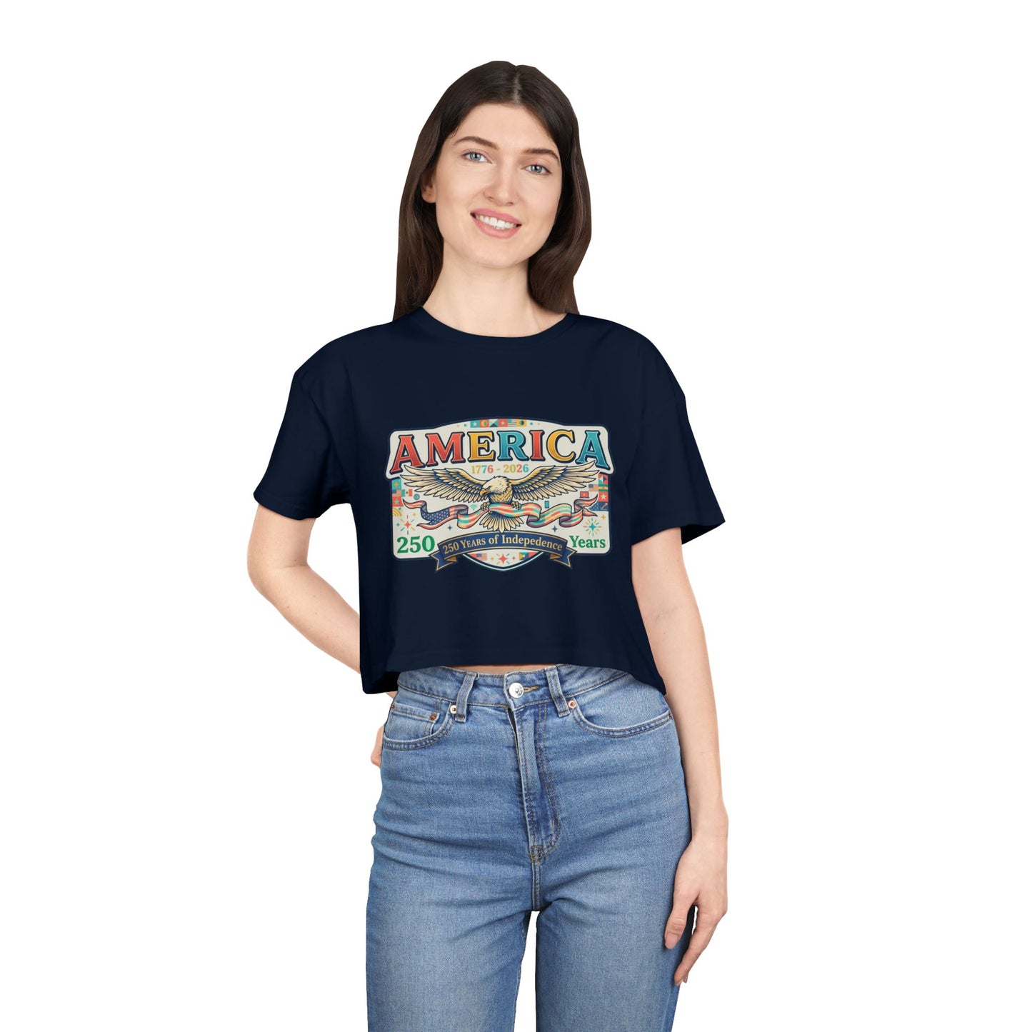 USA 250th ANNIVERSARY America Eagle  Women's Crop Tee | Patriotic 250 Years Independence Women's Crop Tee - Trending Novelties & Gifts